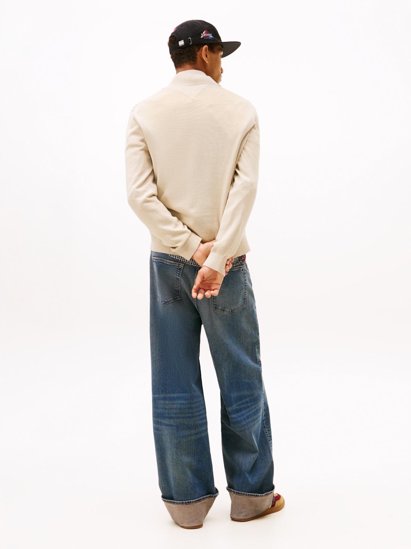 Sweater Con Cierre Y Logo Slim Fit Tommy Jeans Beige-2