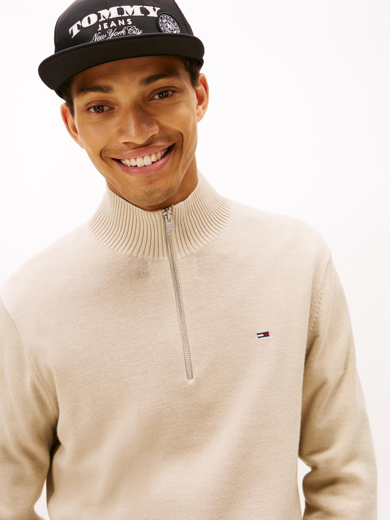 Sweater Con Cierre Y Logo Slim Fit Tommy Jeans Beige-3