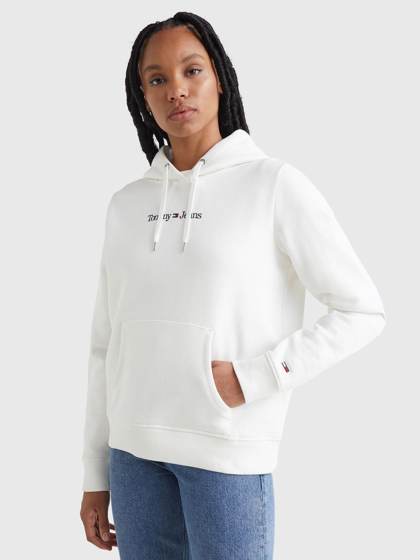 Polerón Regular Serif Linear Logo Blanco Tommy Jeans-0