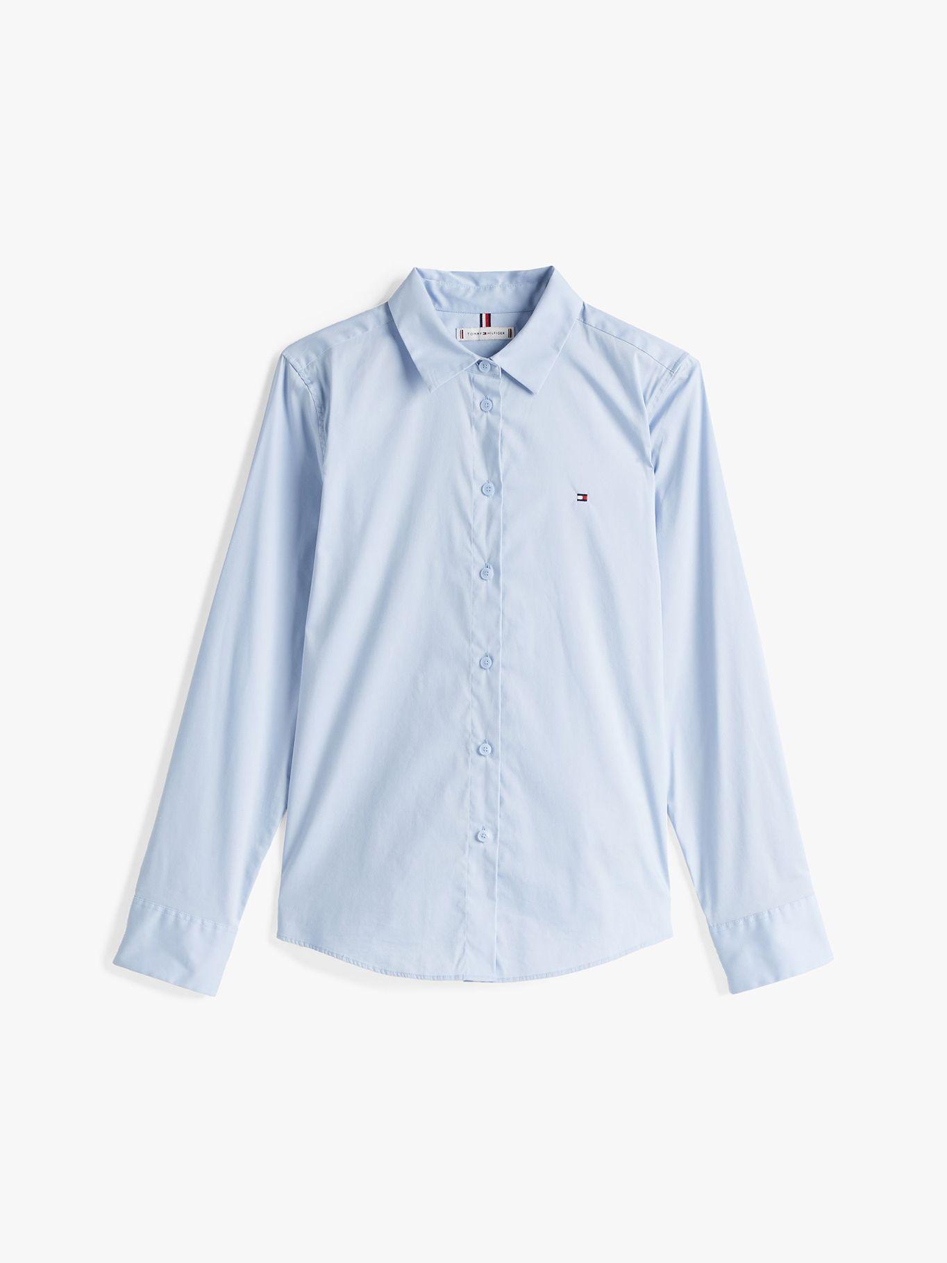 Camisa Popelín Regular Fit Celeste Tommy Hilfiger-4