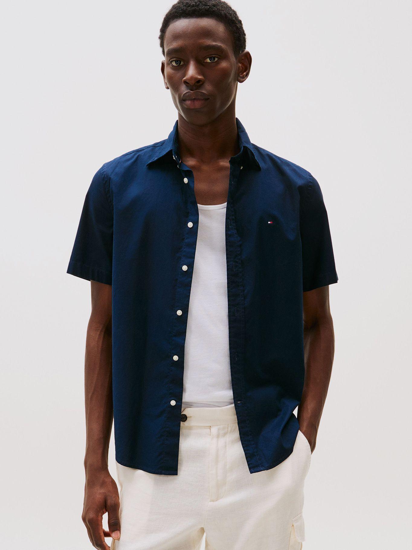 Camisa Flex Poplin Solid Azul Tommy Hilfiger-0