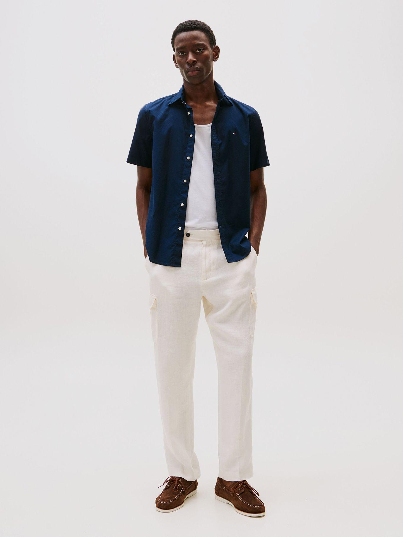 Camisa Flex Poplin Solid Azul Tommy Hilfiger-1