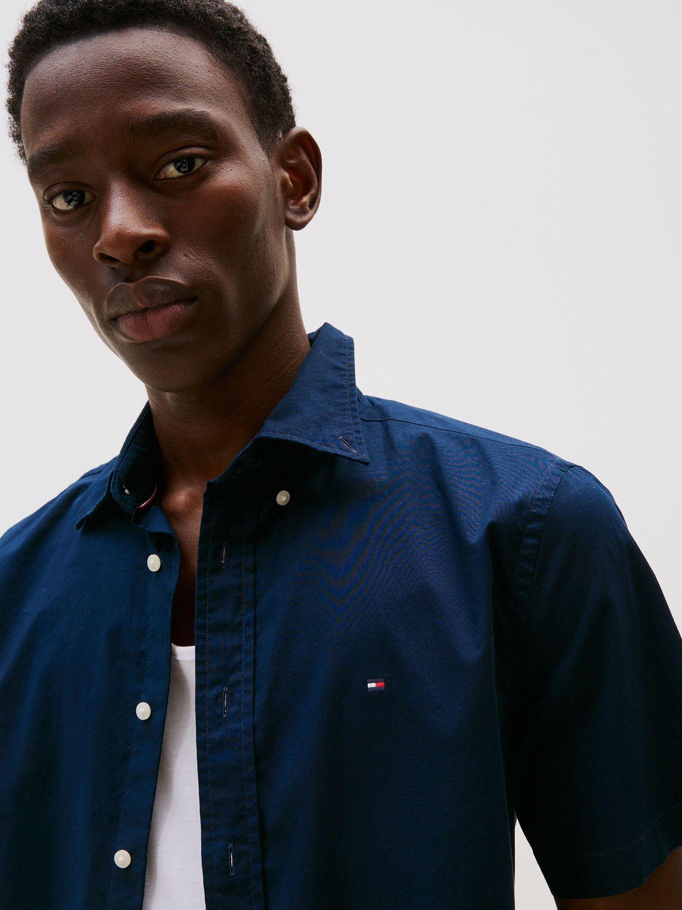 Camisa Flex Poplin Solid Azul Tommy Hilfiger-3