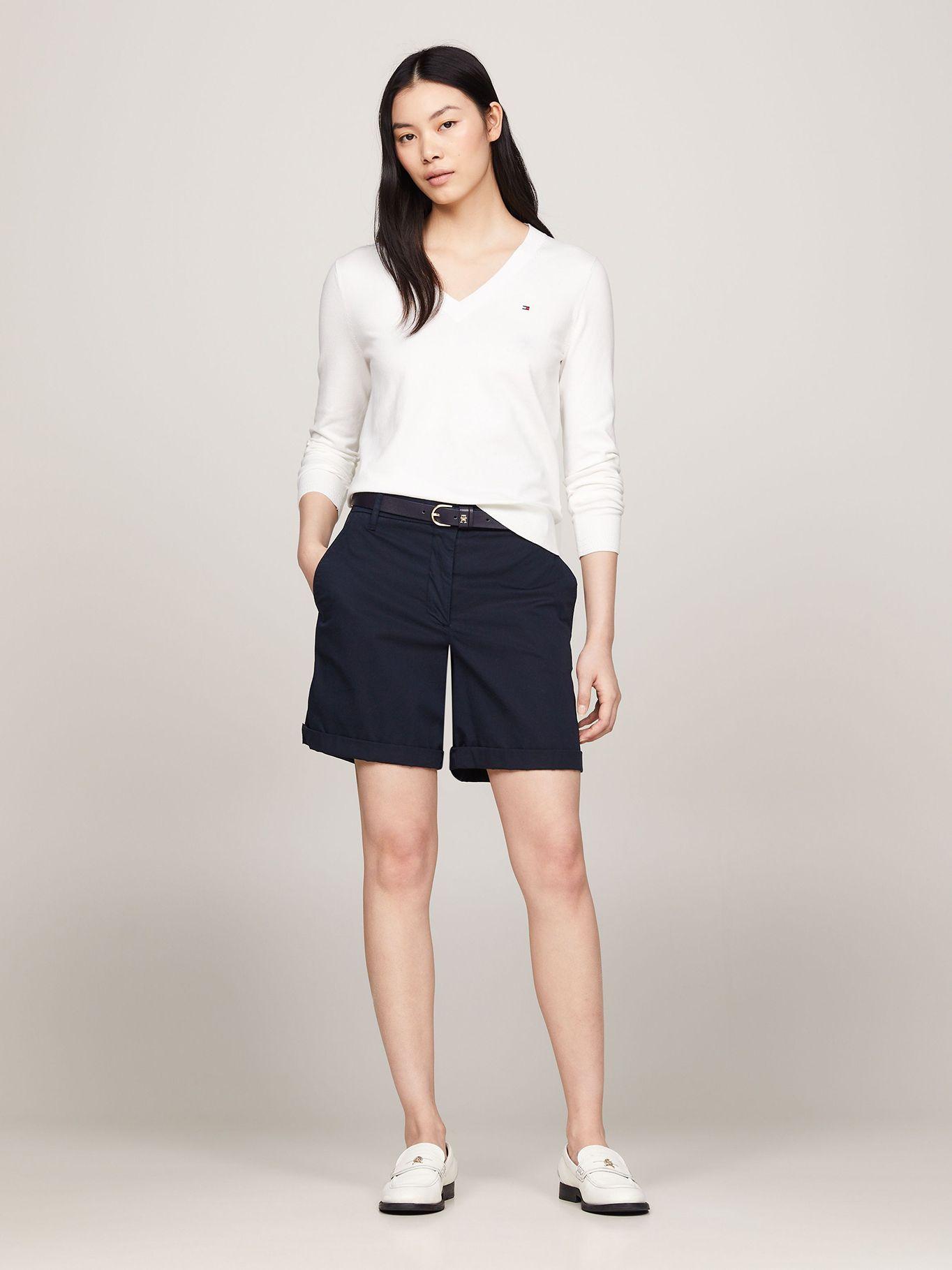 Sweater De Cuello V Con Logo Blanco Tommy Hilfiger-1