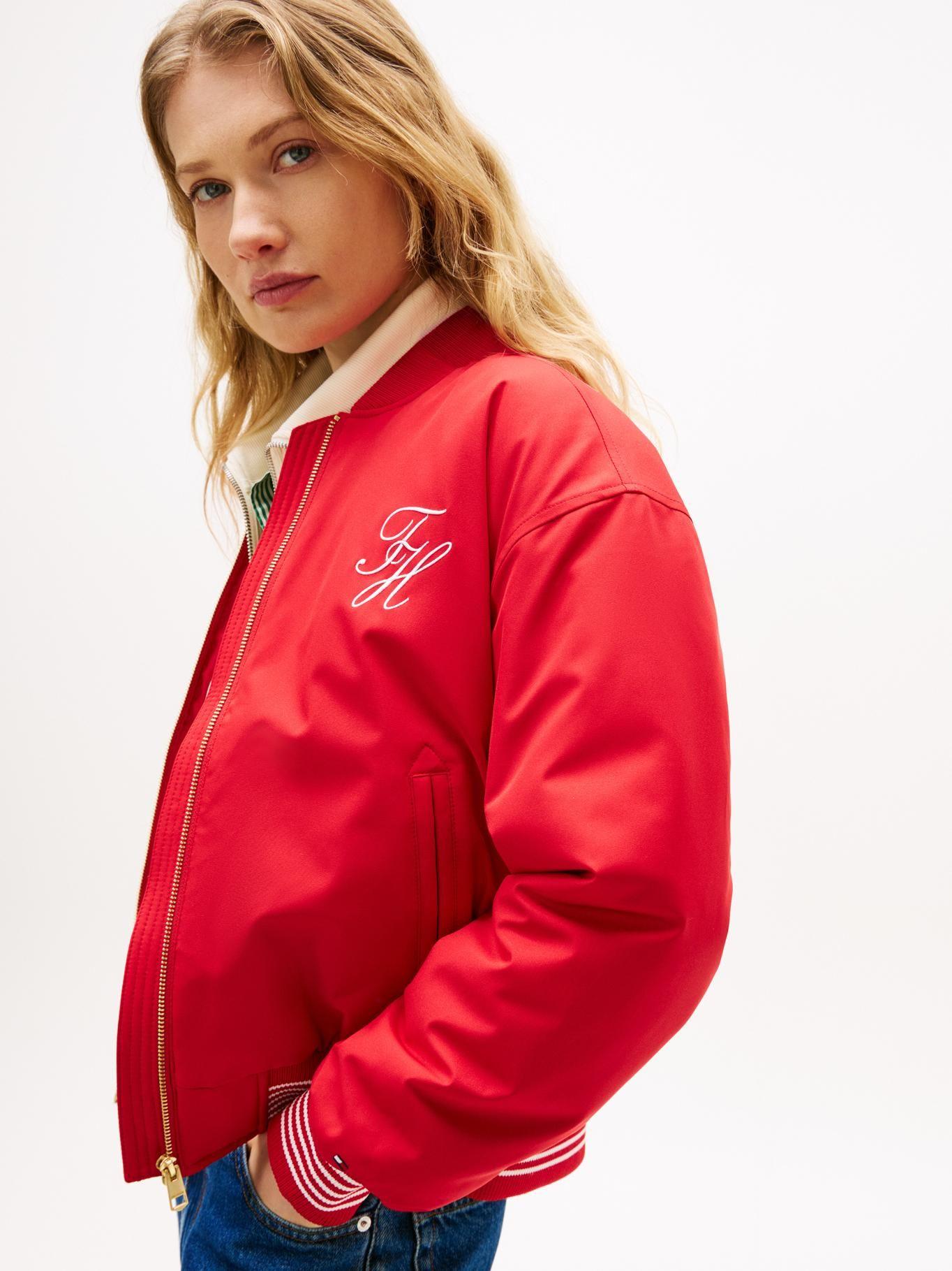 Chaqueta Bomber Con Logo Script Tommy Hilfiger Rojo-3