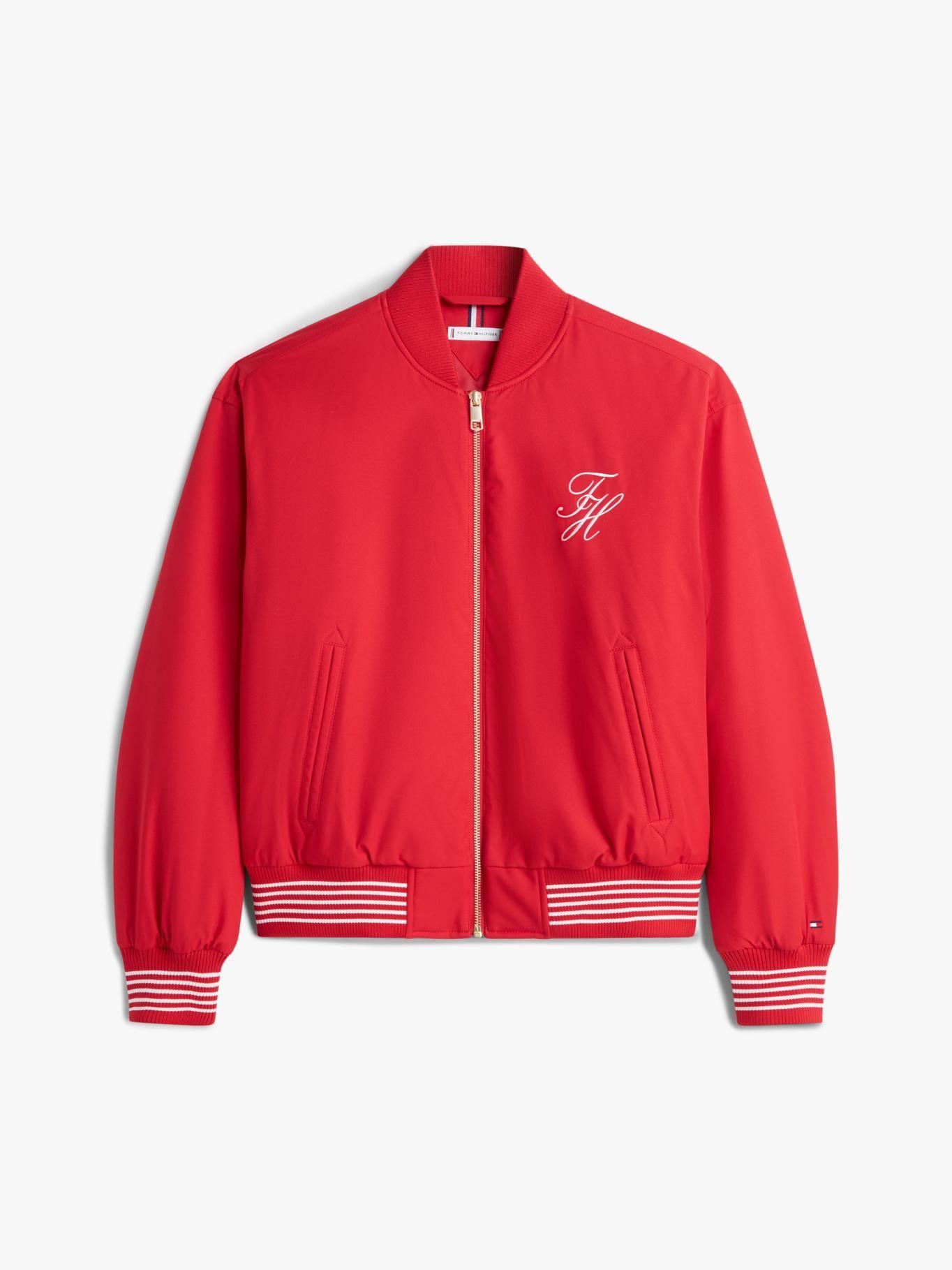 Chaqueta Bomber Con Logo Script Tommy Hilfiger Rojo-4