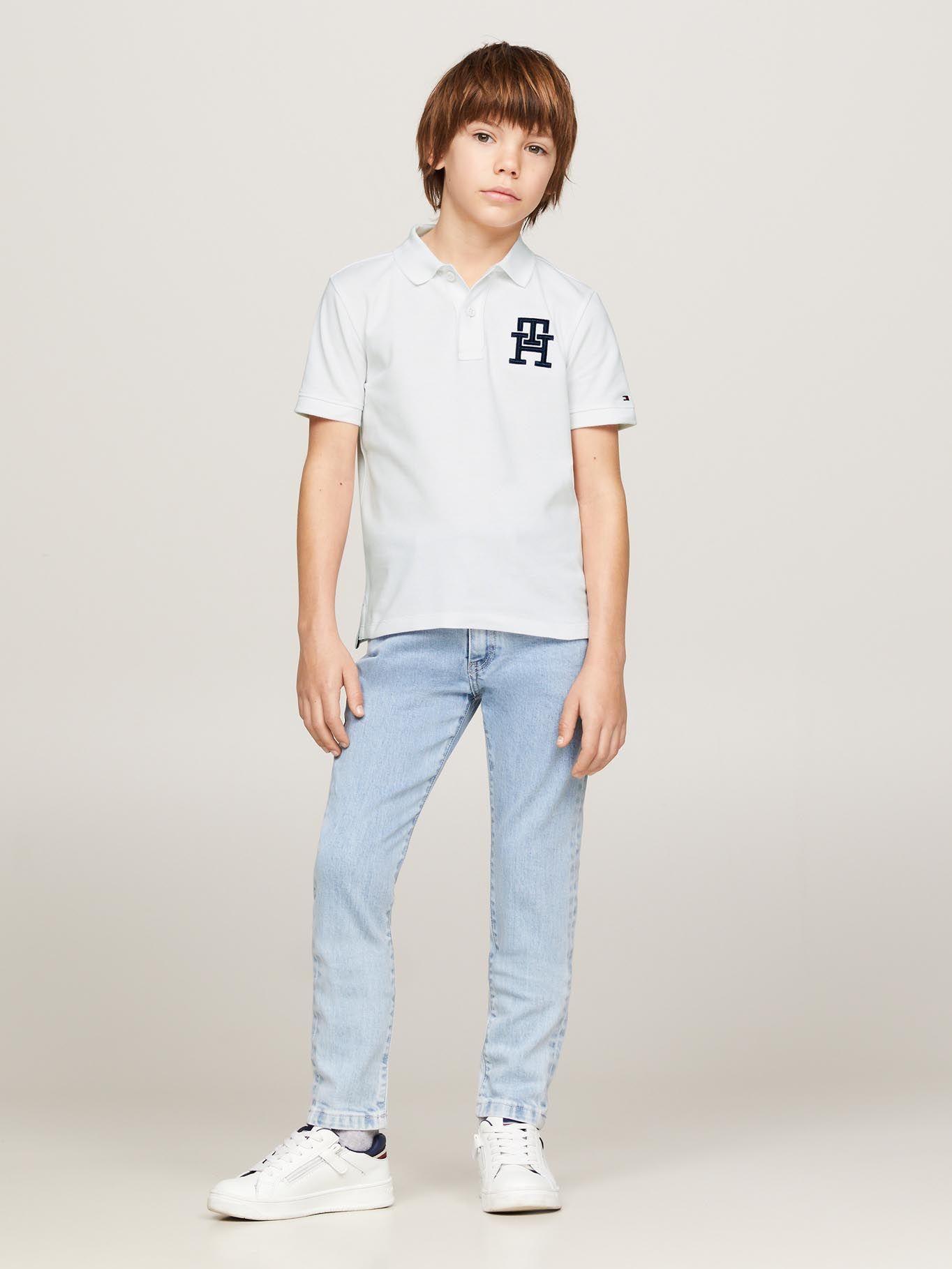 Polo Logo Monogram Bordado Blanco Tommy Hilfiger-1