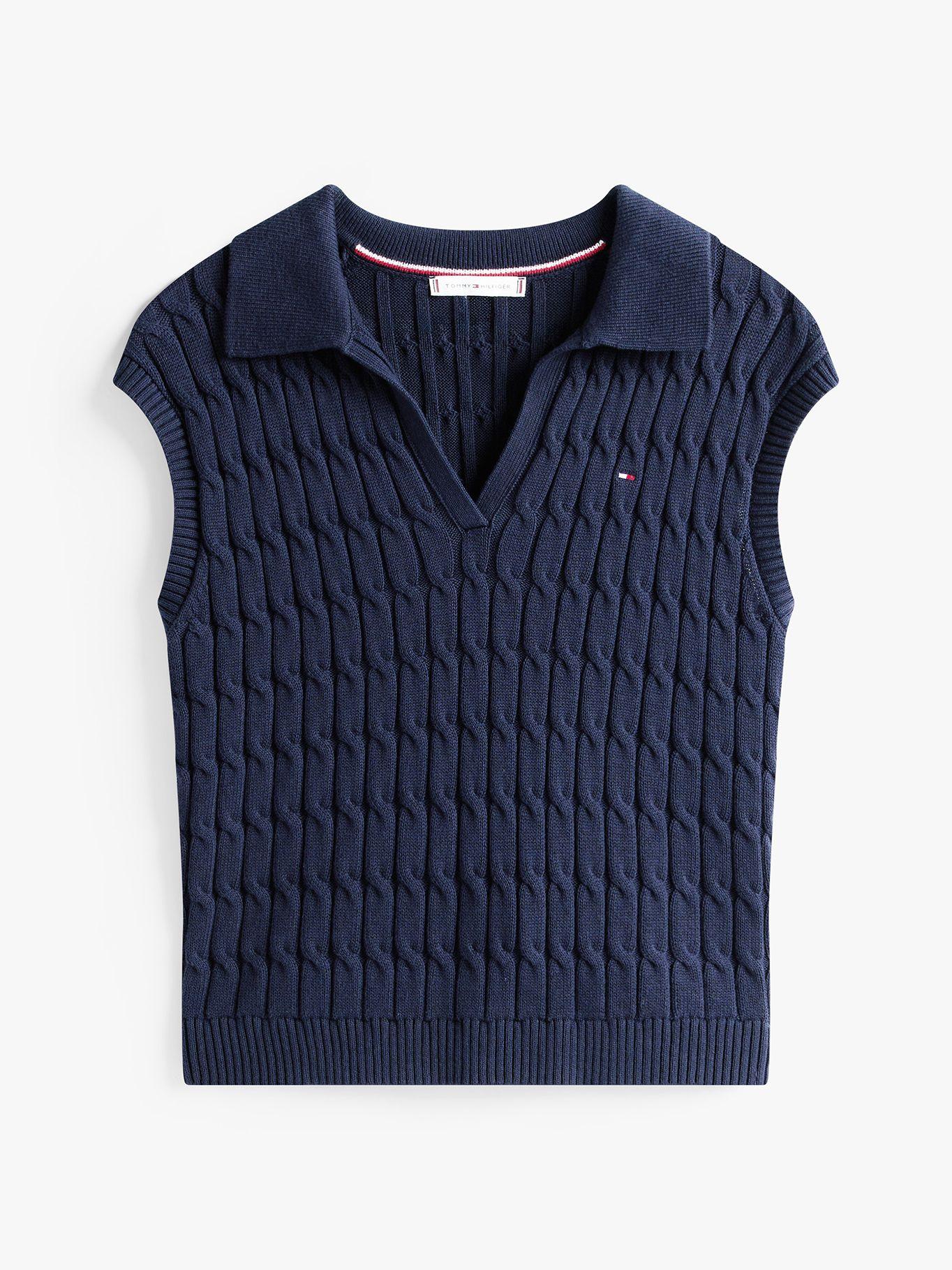 Sweater Trenzado Sin Mangas Azul Tommy Hilfiger-4