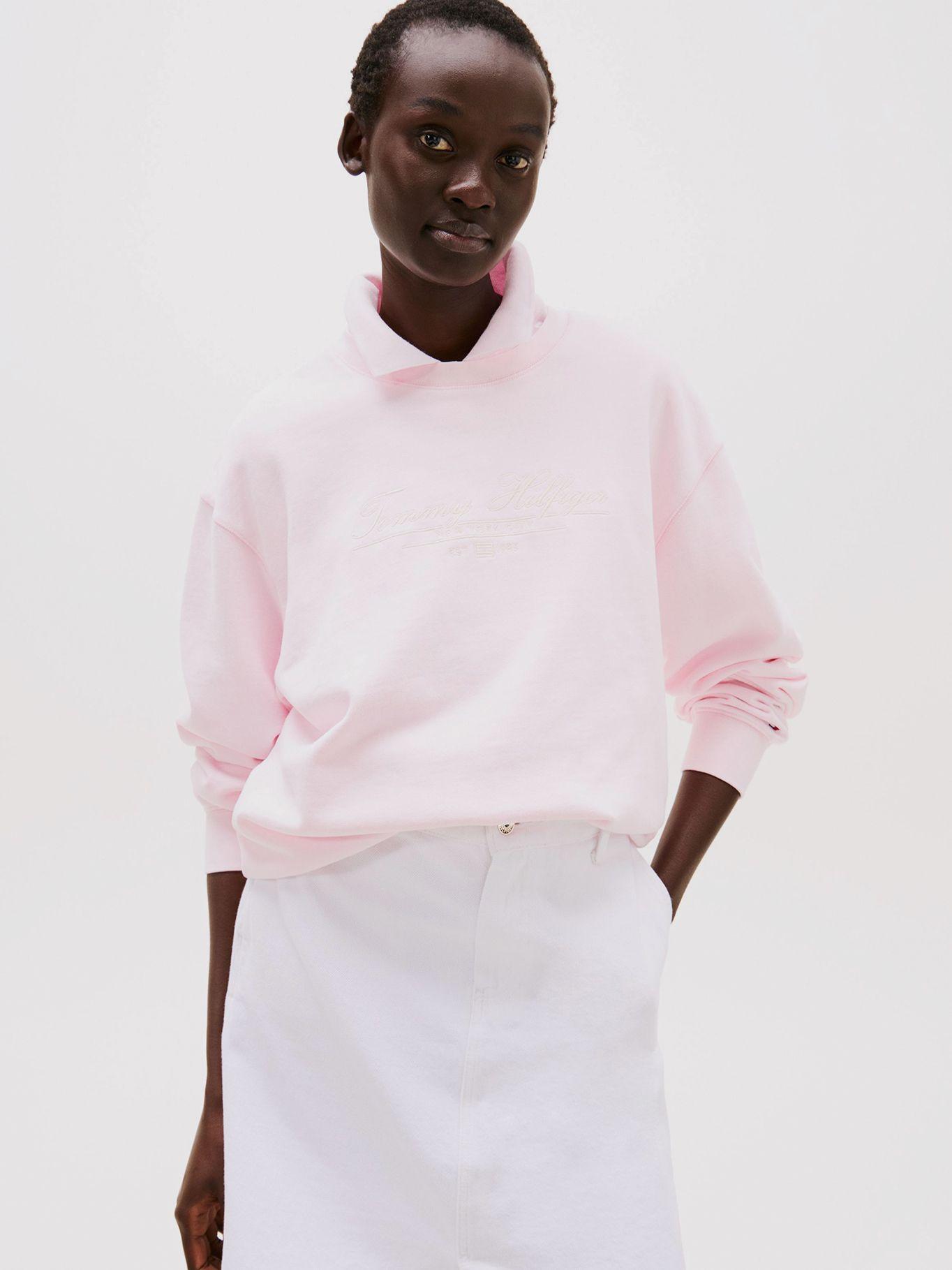 Polerón Cuello Redondo Con Logo Rosado Tommy Hilfiger-0