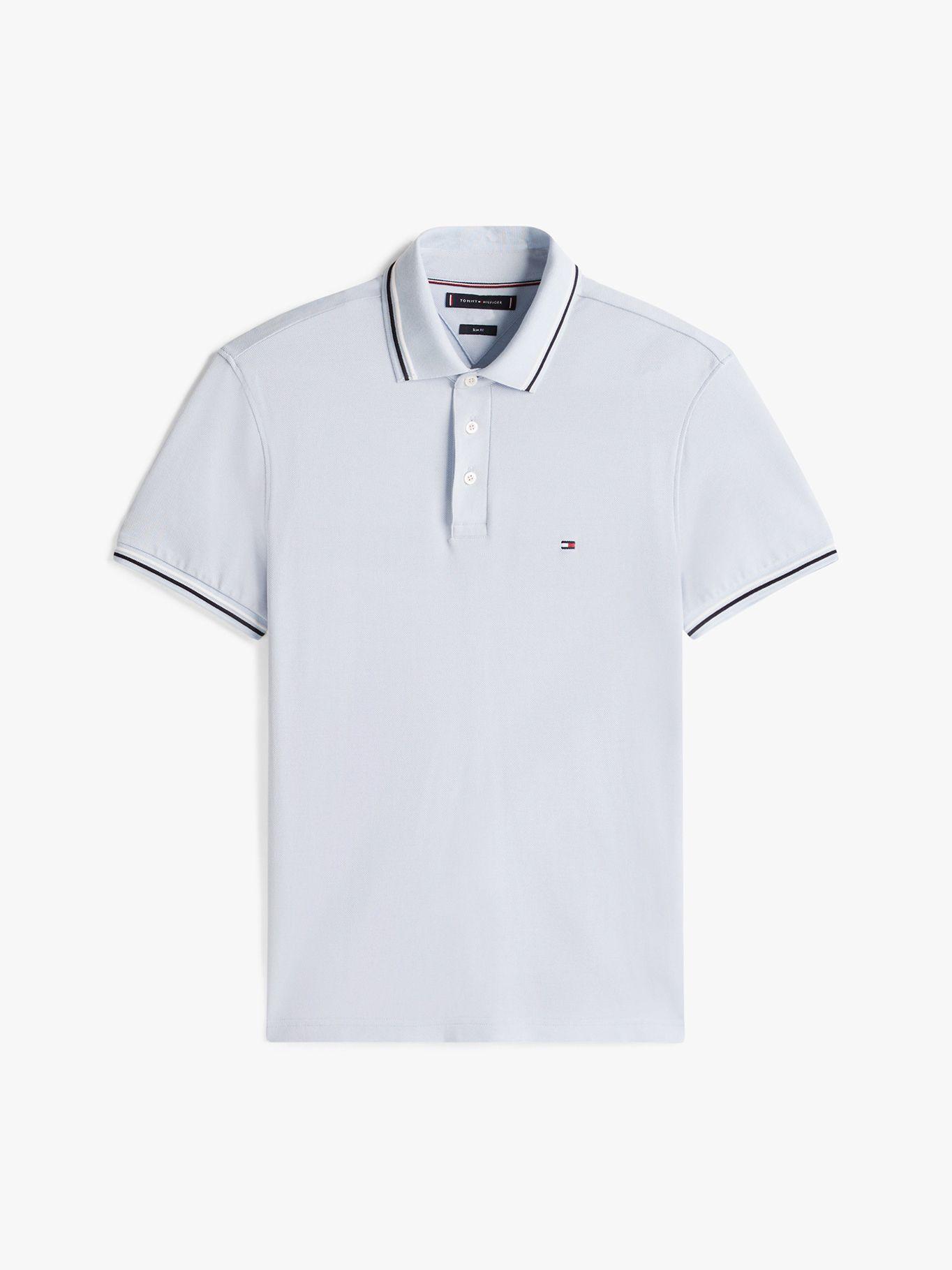 Polo Seasonal Ribeteado Slim Celeste C1O Tommy Hilfiger-4