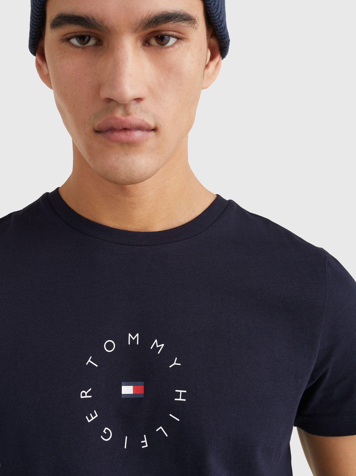 Polera Organic Cotton Logo Azul Tommy Hilfiger M23-2