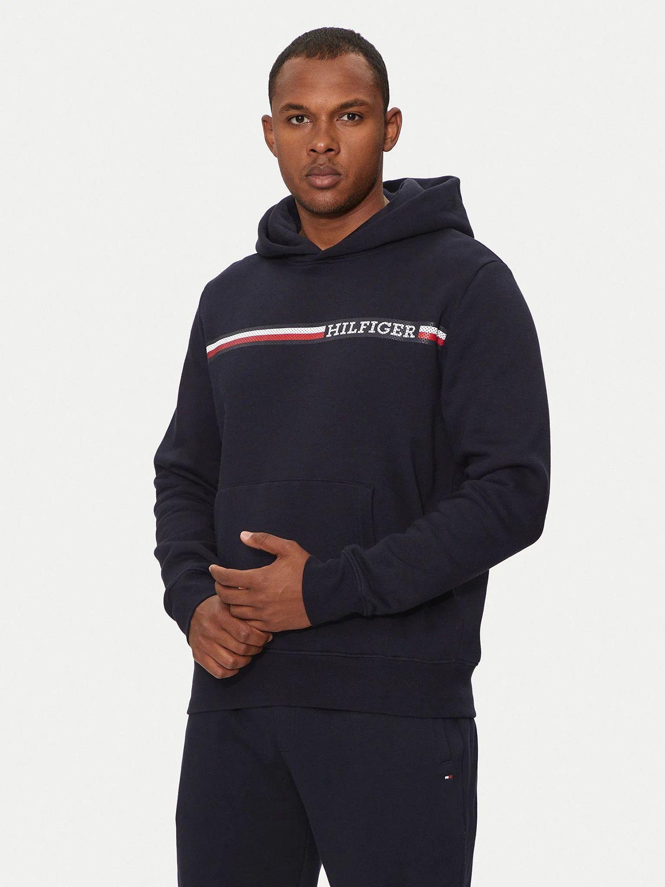 Polerón Hoodie Con Logo Stripe Azul Tommy Hilfiger-0