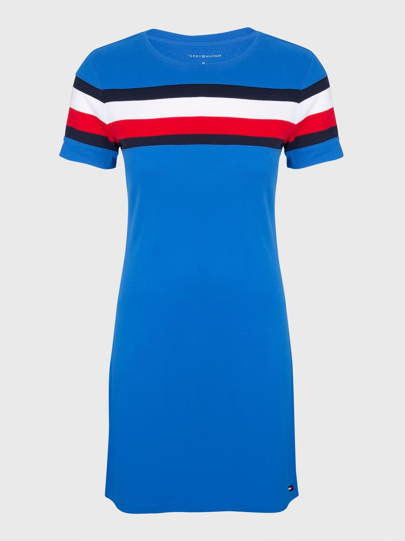 Vestido De Algodón Global Logo Azul Tommy Hilfiger-0