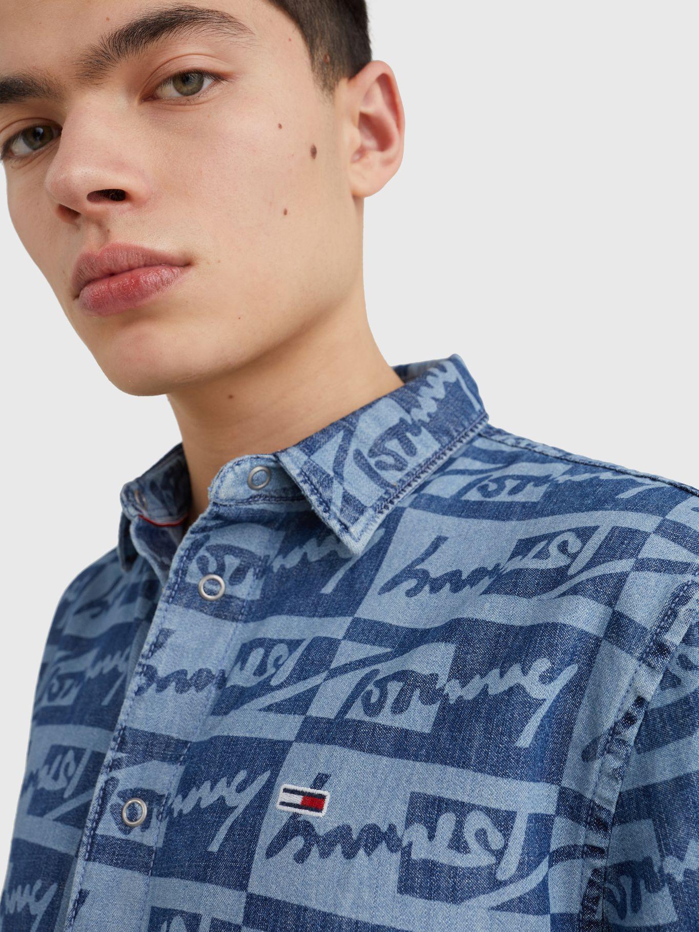 Camisa Signature Denim Azul Tommy Hilfiger-4