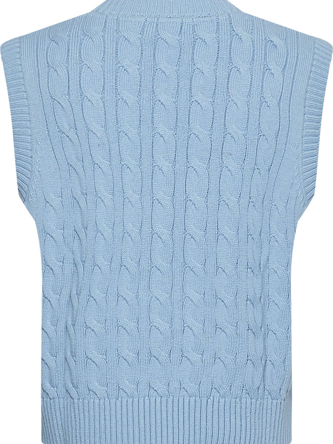 Sweater De Punto Trenzado C-Neck Celeste Tommy Hilfiger-1