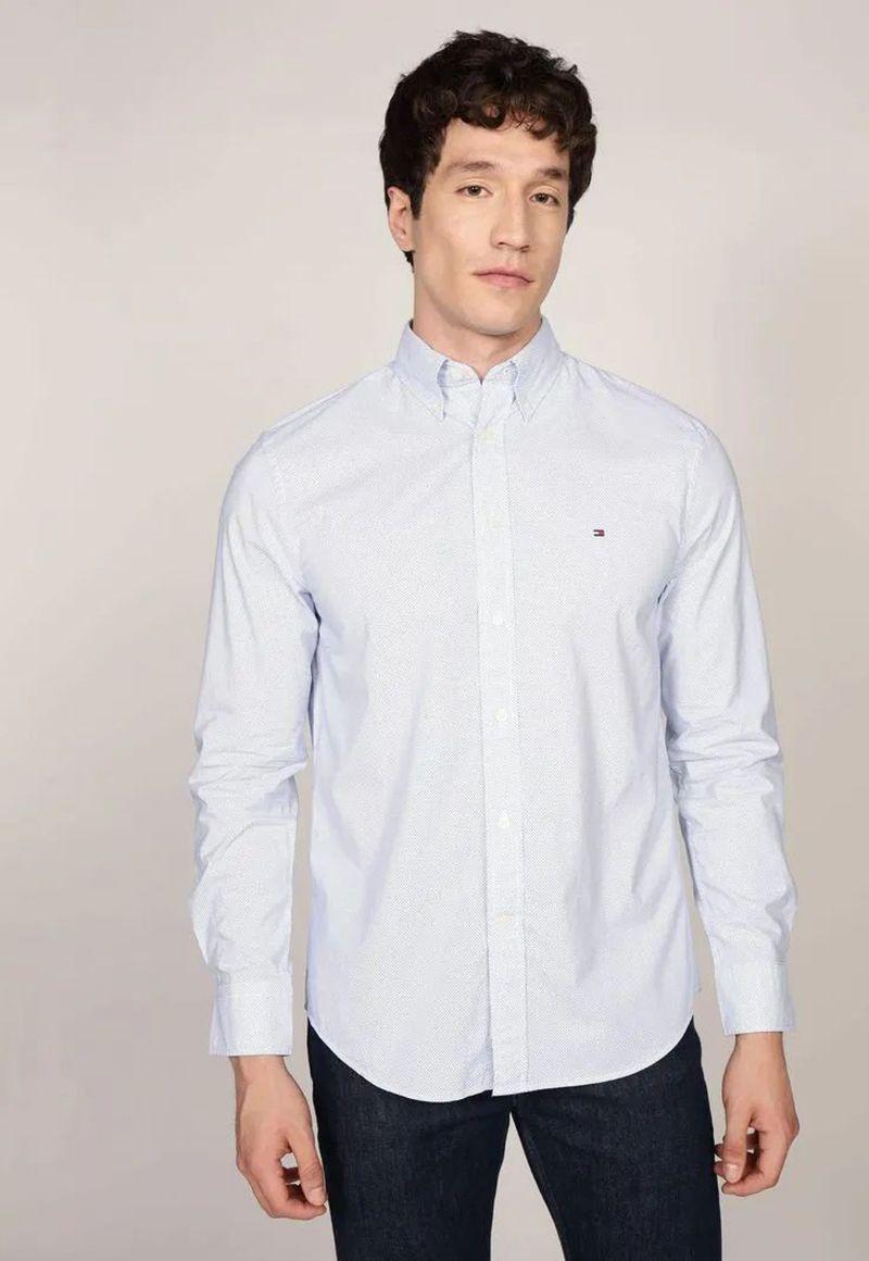 Camisa Solid Poplin Regular Fit Celeste Tommy Hilfiger-0