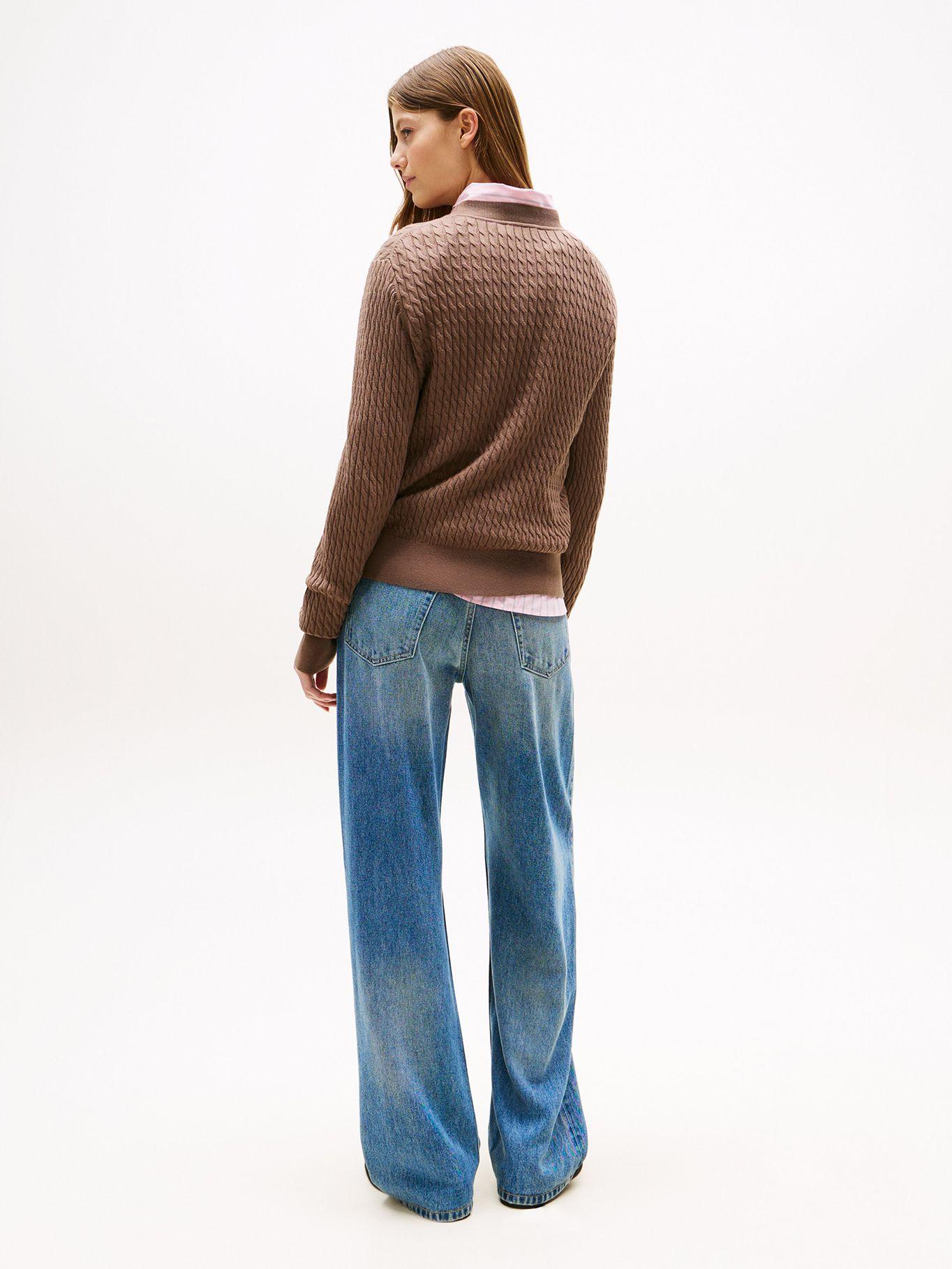 Sweater De Punto Trenzado Café Tommy Hilfiger-2