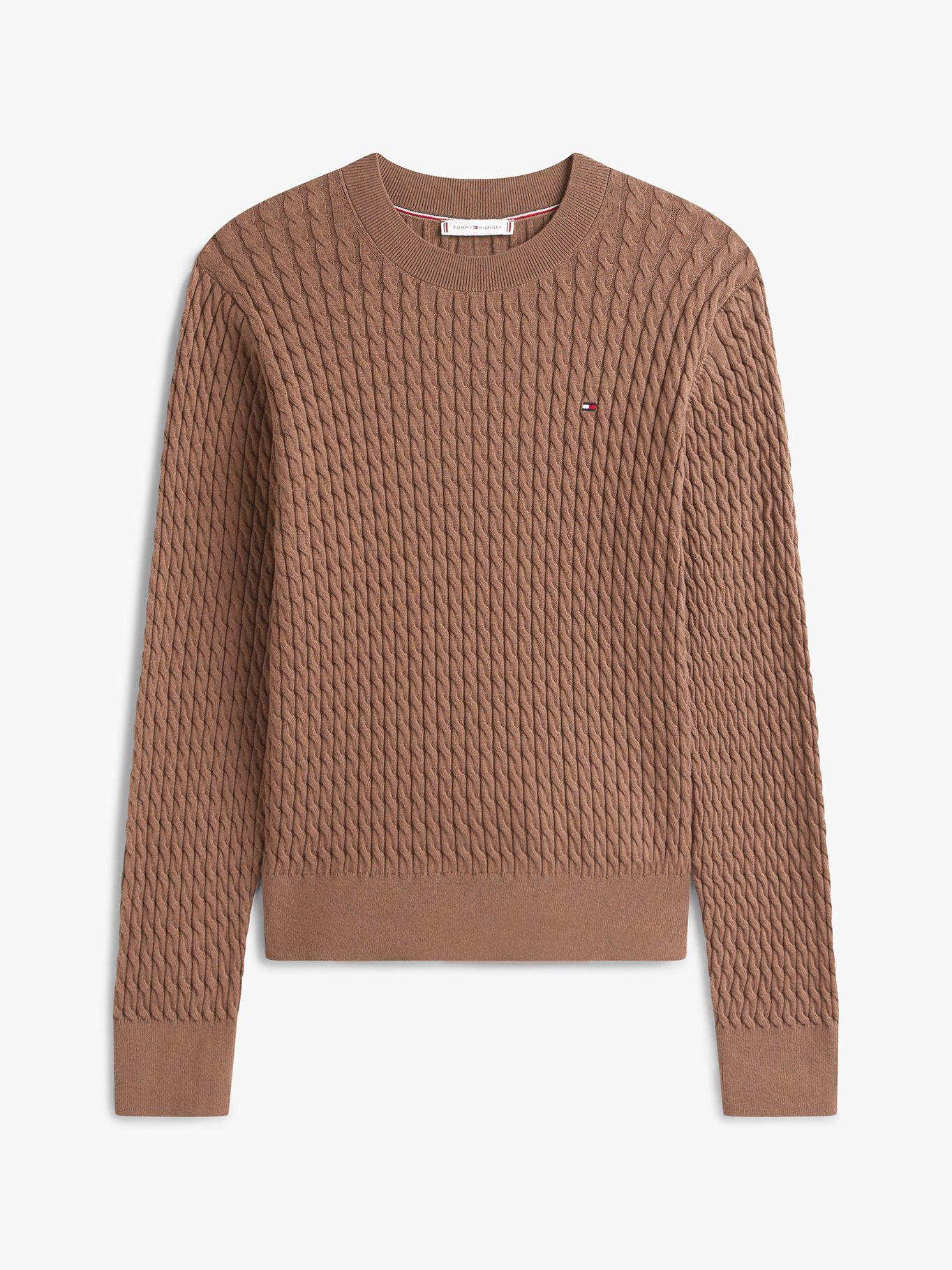 Sweater De Punto Trenzado Café Tommy Hilfiger-4