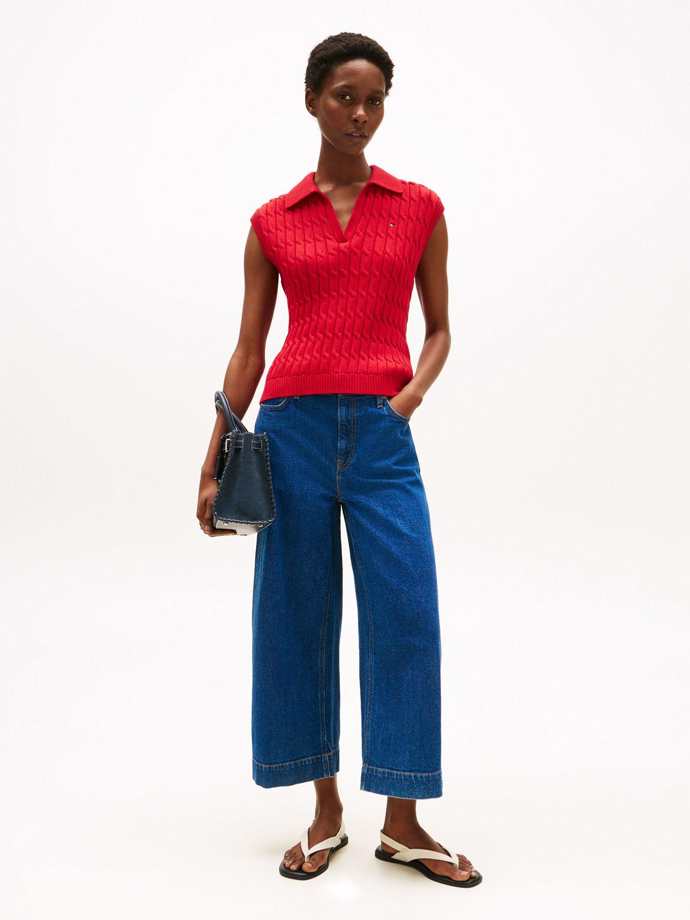 Sweater Trenzado Sin Mangas Rojo Tommy Hilfiger-1