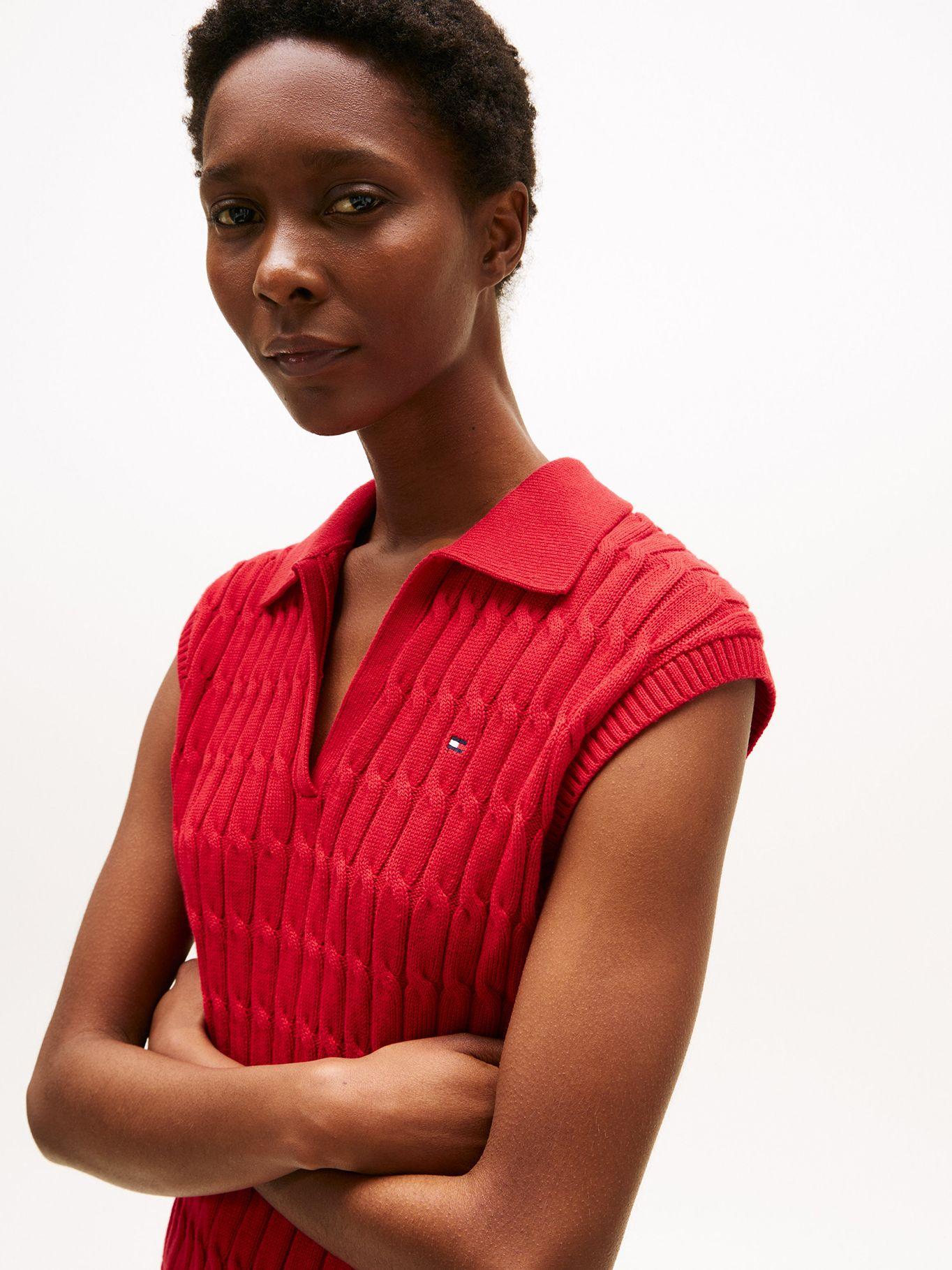 Sweater Trenzado Sin Mangas Rojo Tommy Hilfiger-3