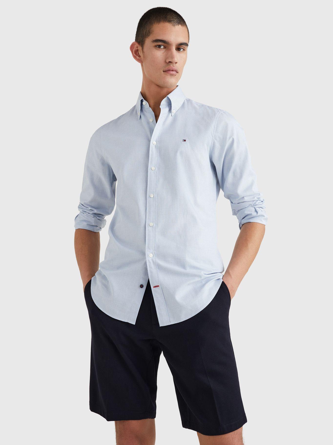 Camisa Print Mini Check Celeste Tommy Hilfiger-3