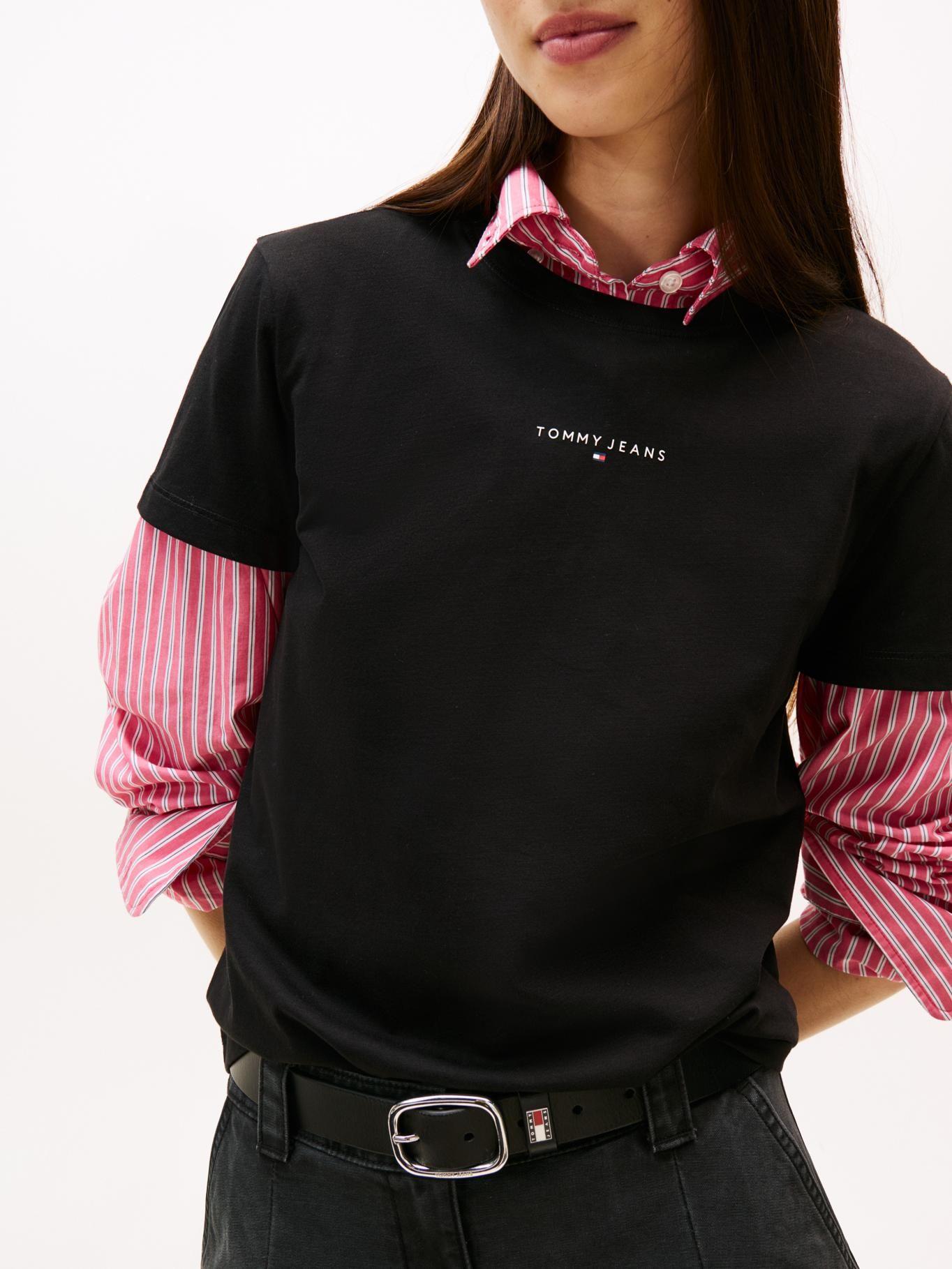 Polera Regular Fit Logo Lineal Negro Tommy Jeans-3