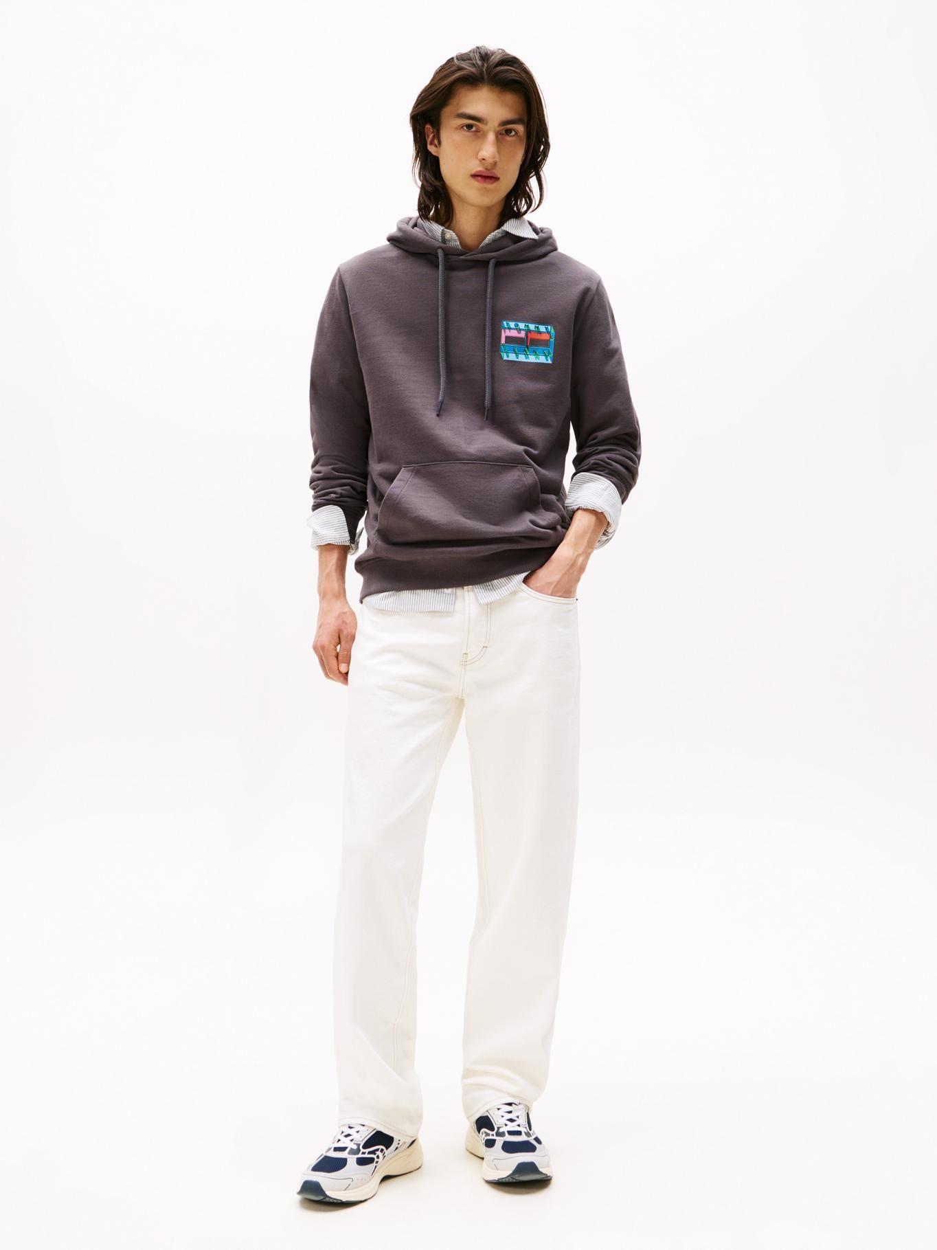 Polerón Hoodie Flag Con Logo Gráfico Gris Tommy Jeans-1