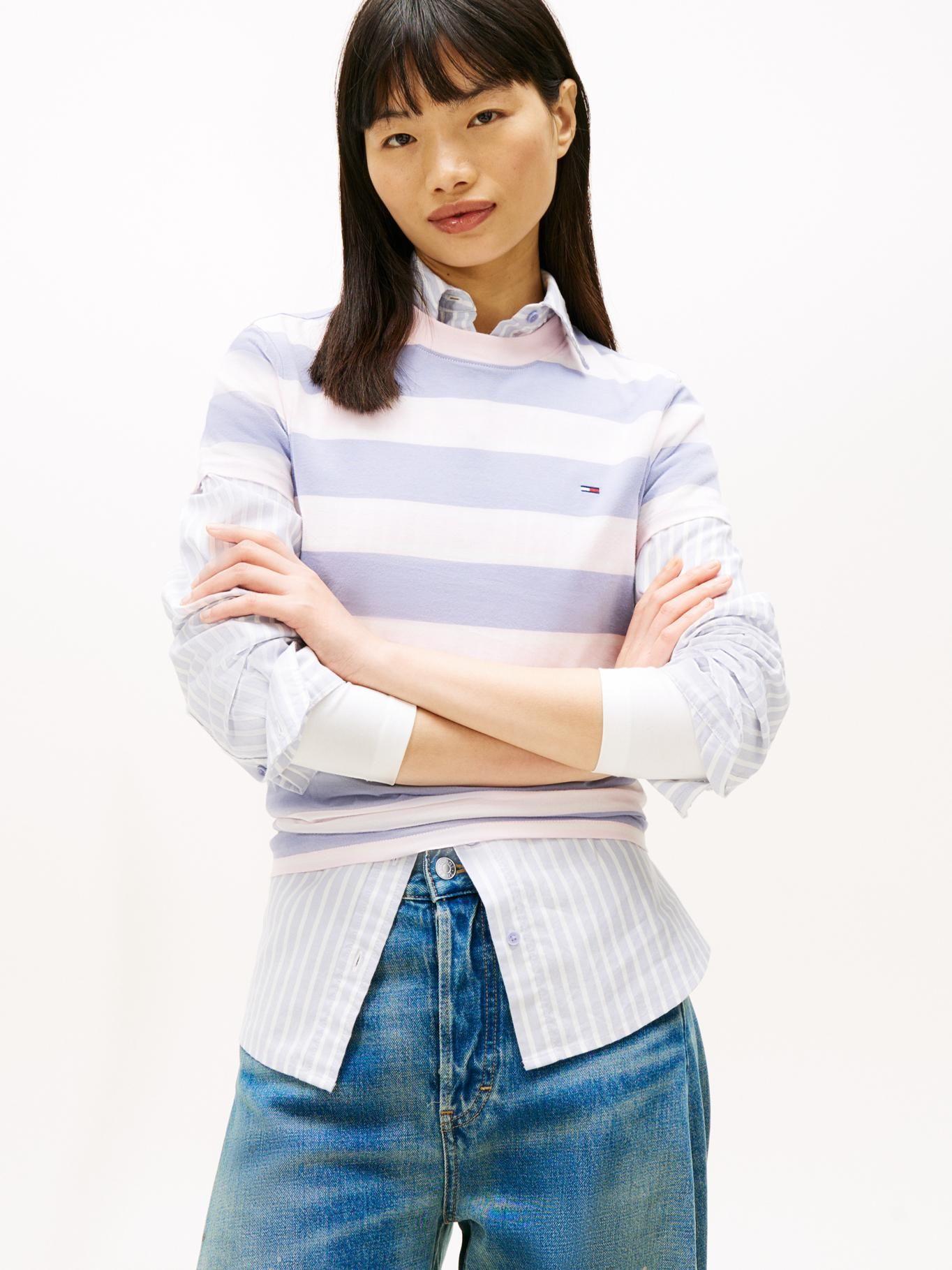 Polera Con Logo Bordado Regular Fit Tommy Jeans Lila-0