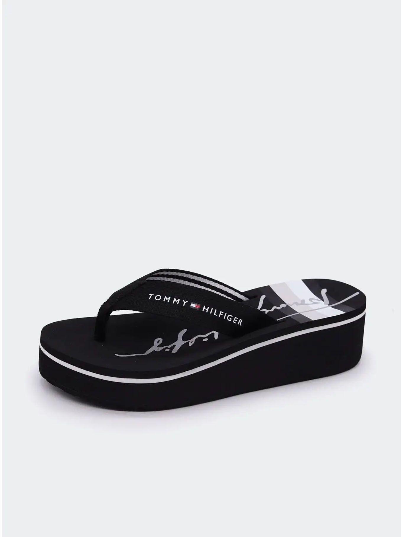 Sandalias Signature Stripe Negro Tommy Hilfiger-0