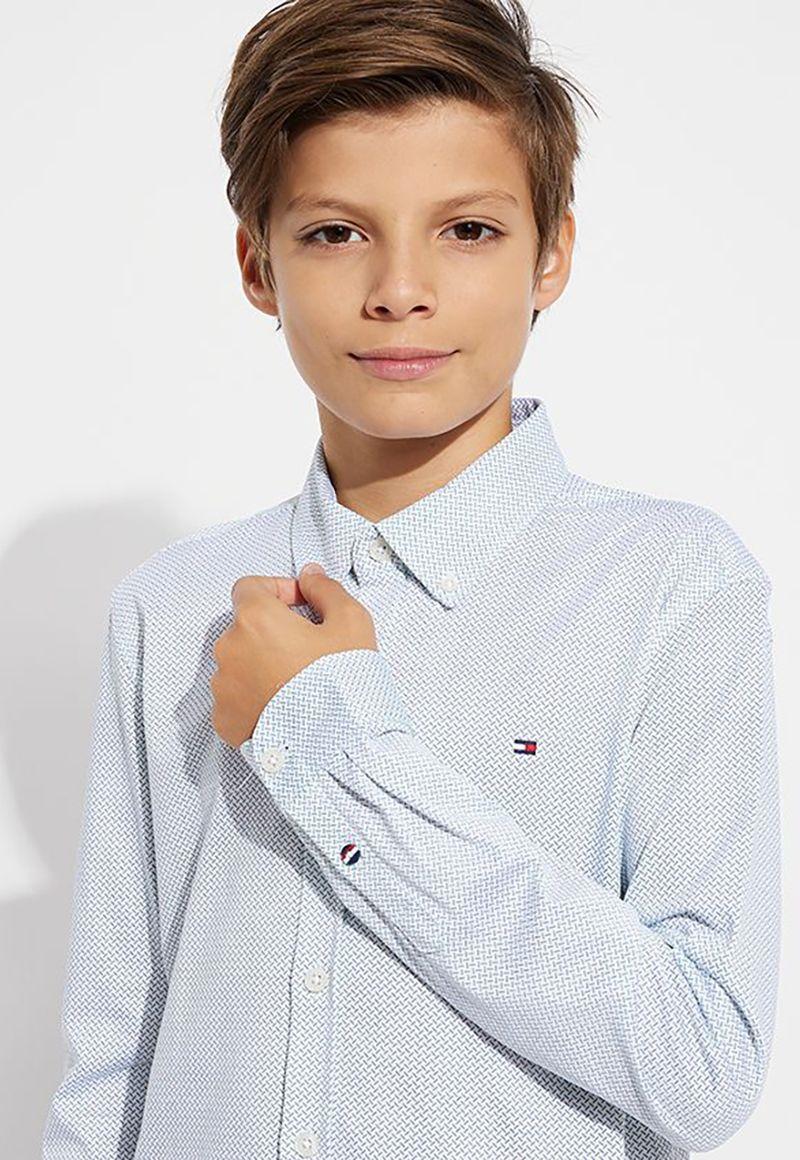 Camisa Mini Print Regular Fit Celeste Tommy Hilfiger-3