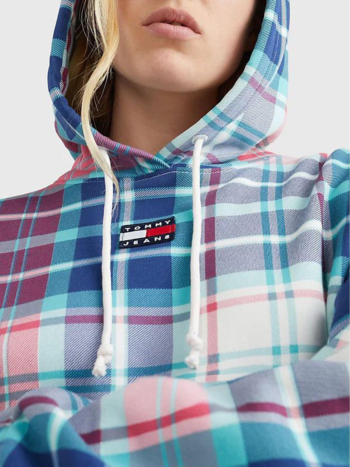 Polerón Hoodie Crop Tartan Azul Tommy Jeans-3