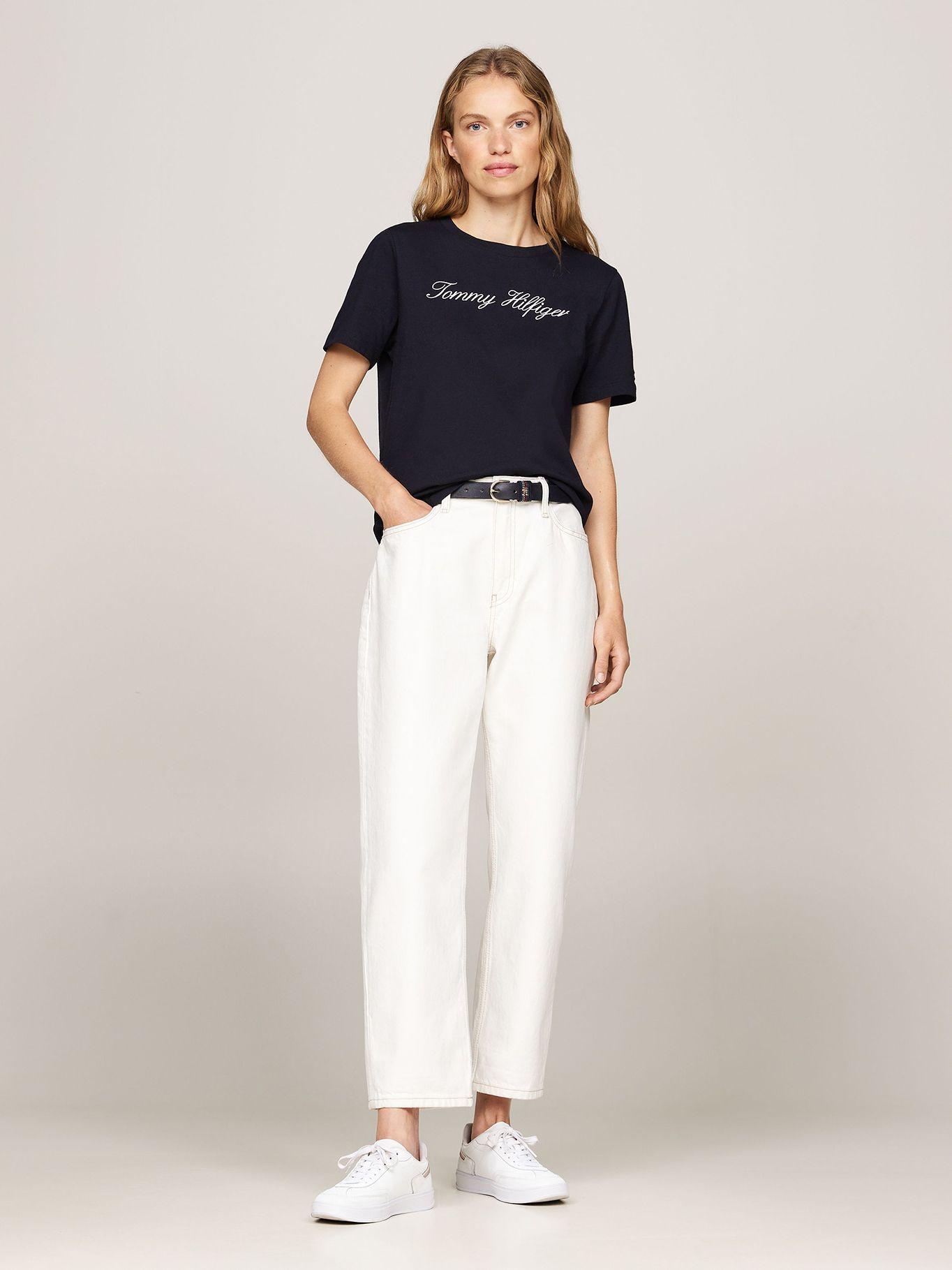 Polera Con Logo Script Regular Fit Azul Tommy Hilfiger-1