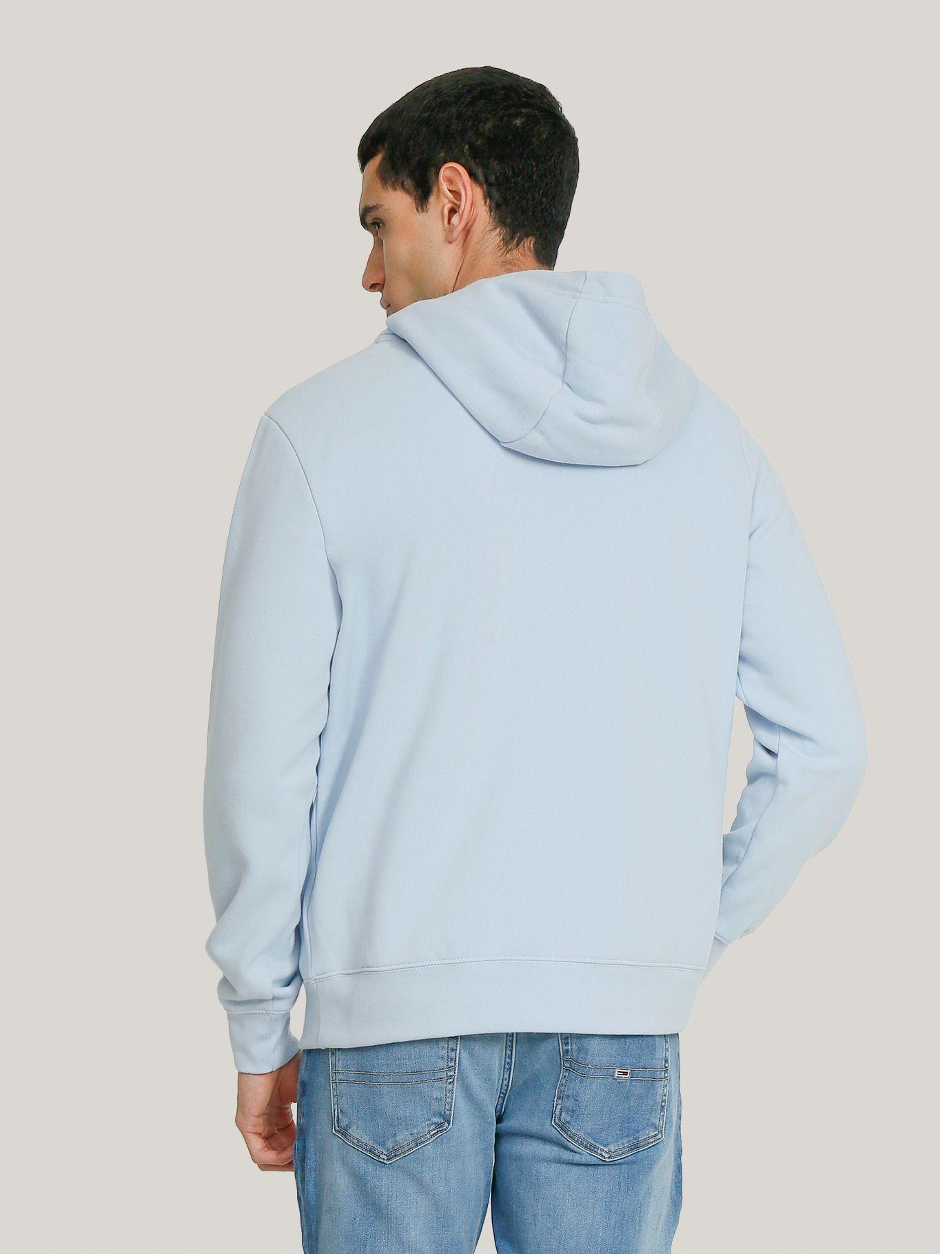 Polerón Hoodie Con Logo Central De Rayas Celeste Tommy Hilfiger-3