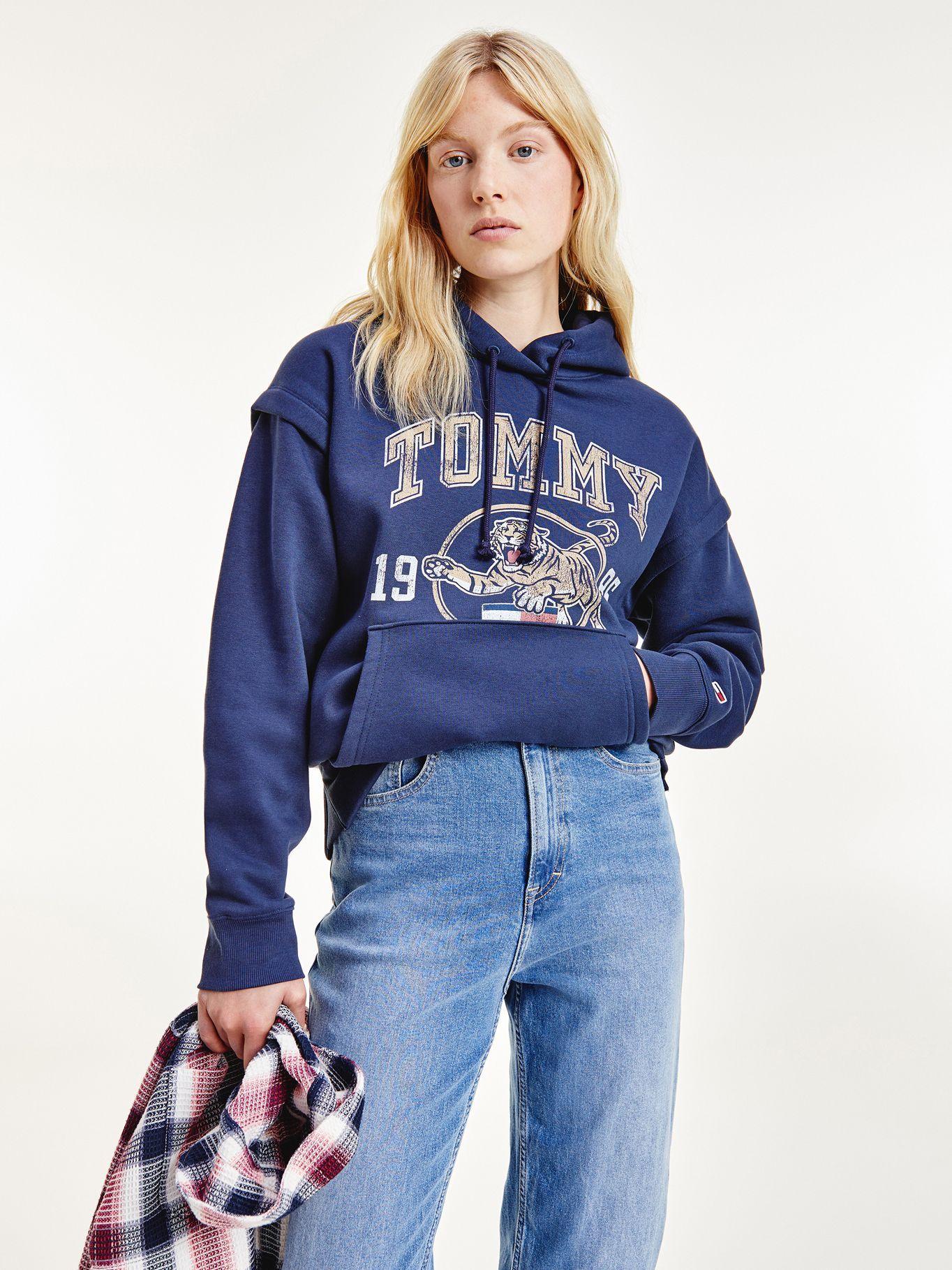Polerón Hoodie Logo Tigre Azul Tommy Jeans MY2-0
