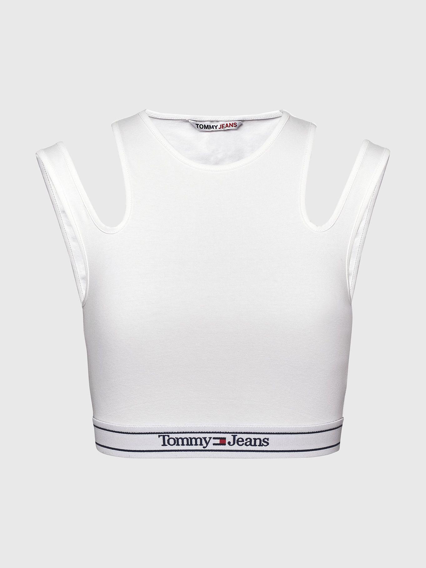 Polera Crop Con Detalle Cut Out Blanco Tommy Jeans-4