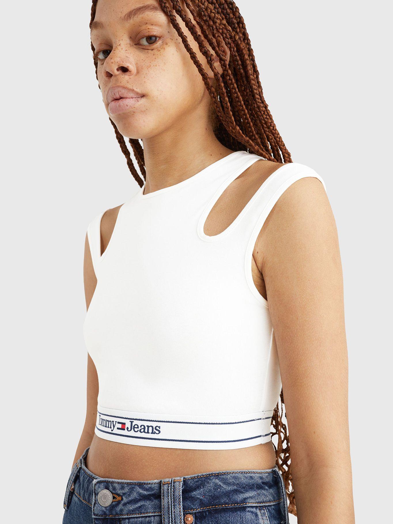 Polera Crop Con Detalle Cut Out Blanco Tommy Jeans-3