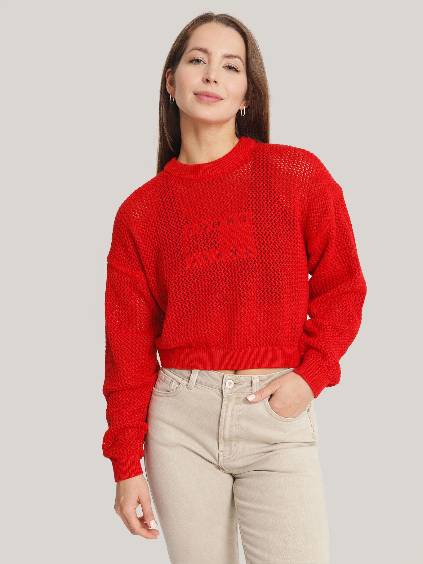 Sweater De Punto Calado Con Logo Rojo Tommy Jeans-0