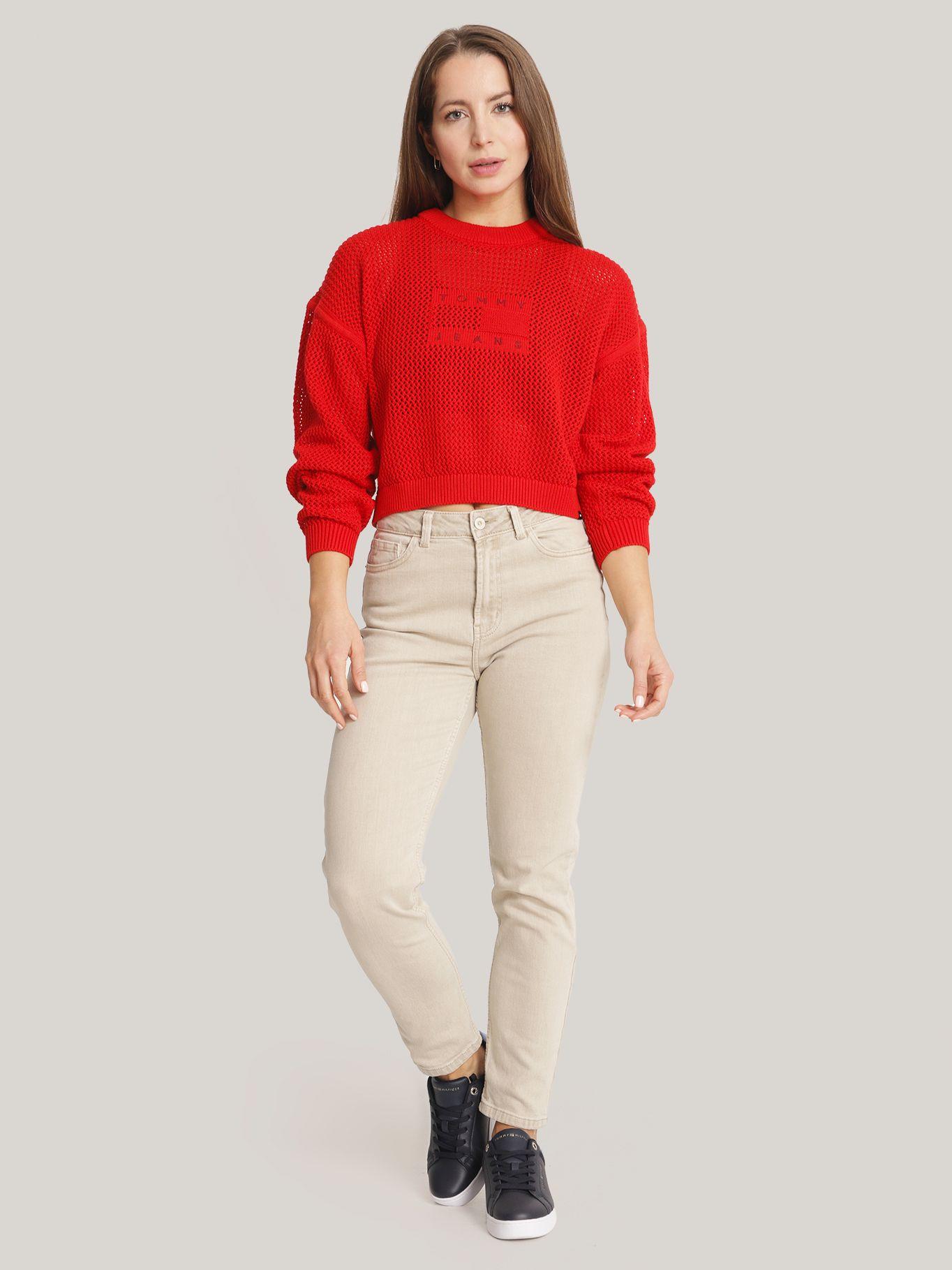 Sweater De Punto Calado Con Logo Rojo Tommy Jeans-1