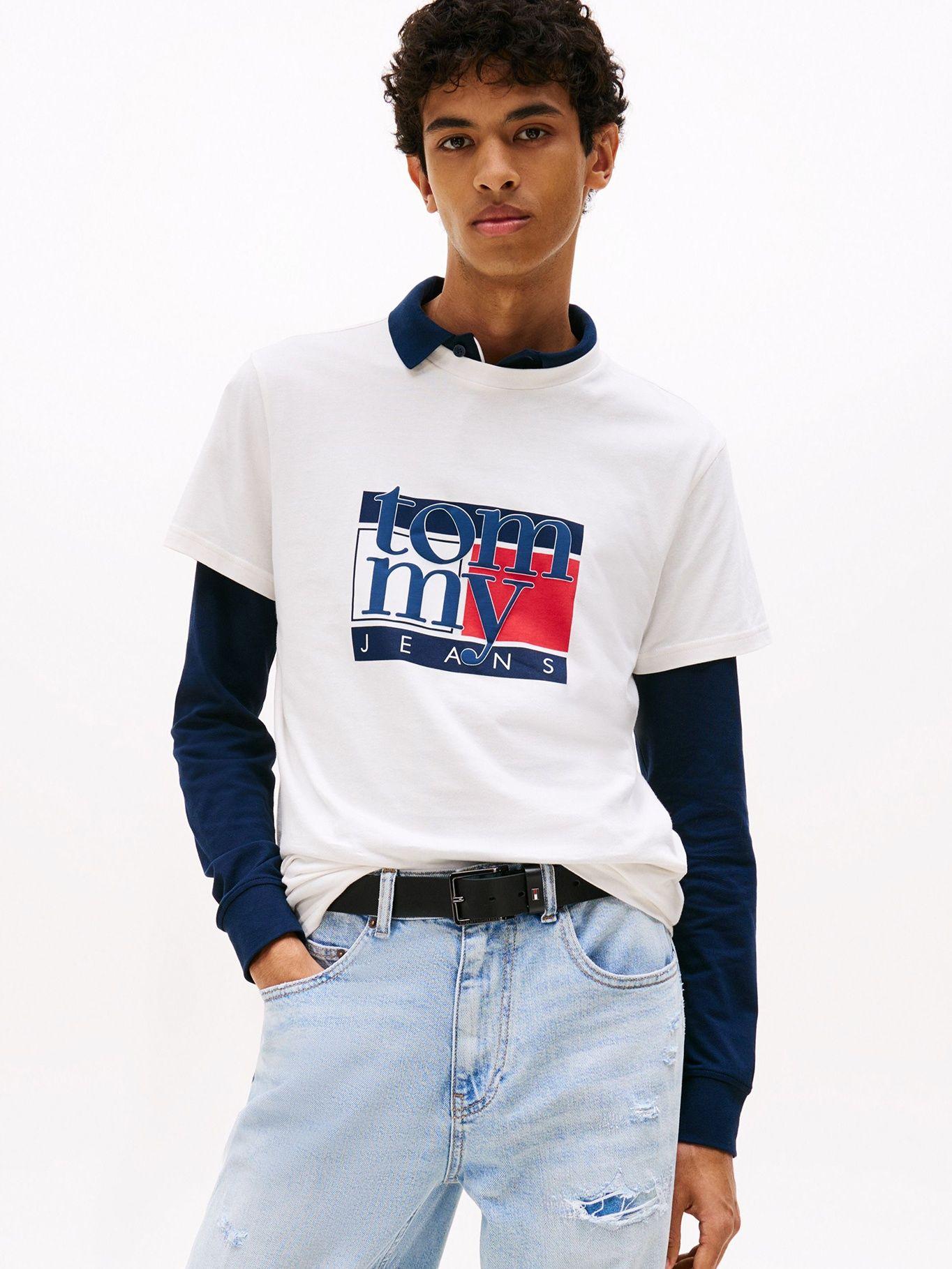 Polera Slim Con Logo Gráfico Blanco Tommy Jeans-0
