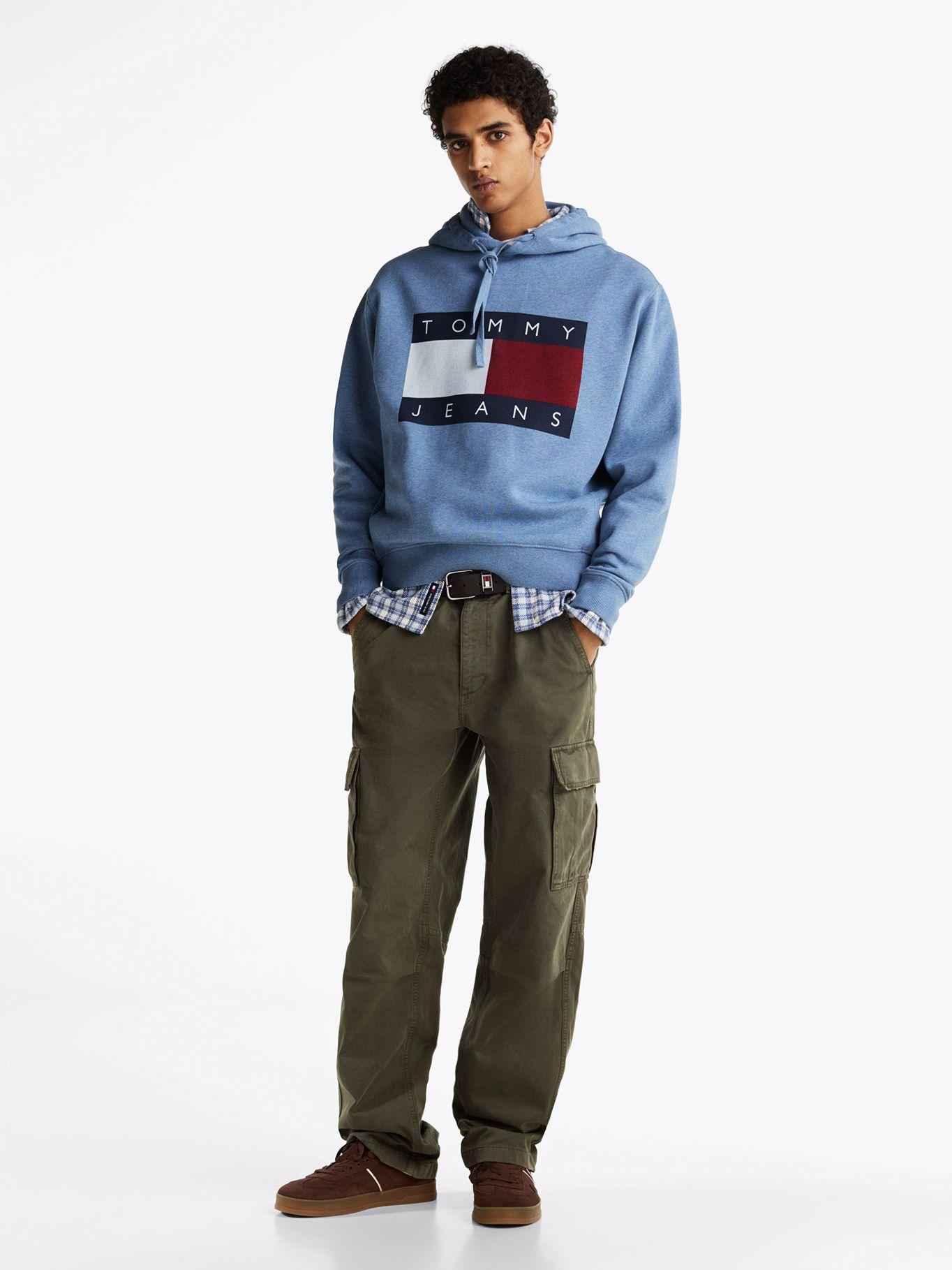 Polerón Hoodie Relaxed Mélange Logo Celeste Tommy Jeans-1