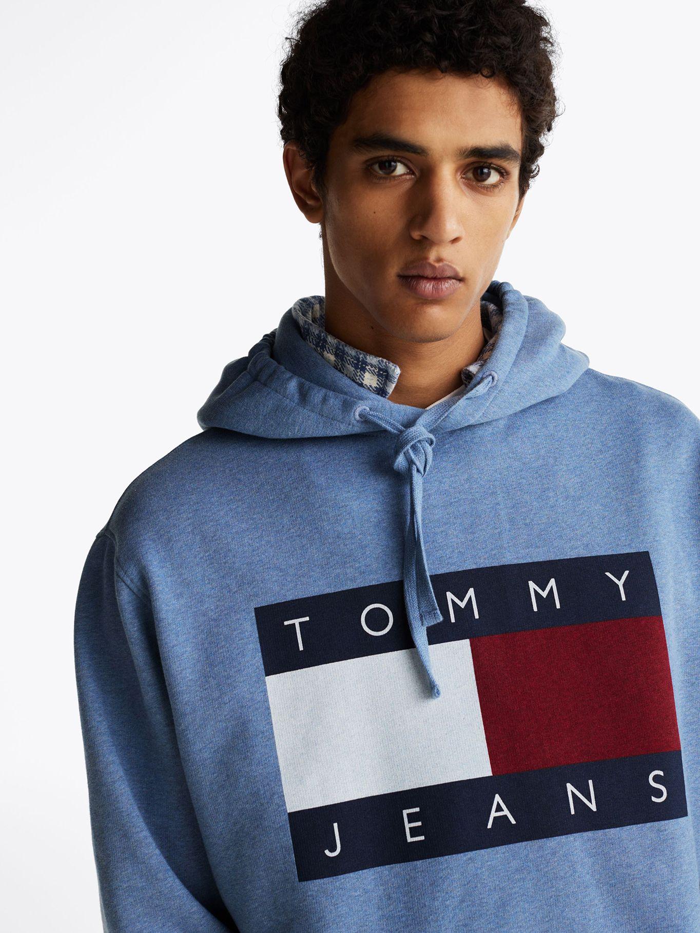 Polerón Hoodie Relaxed Mélange Logo Celeste Tommy Jeans-3