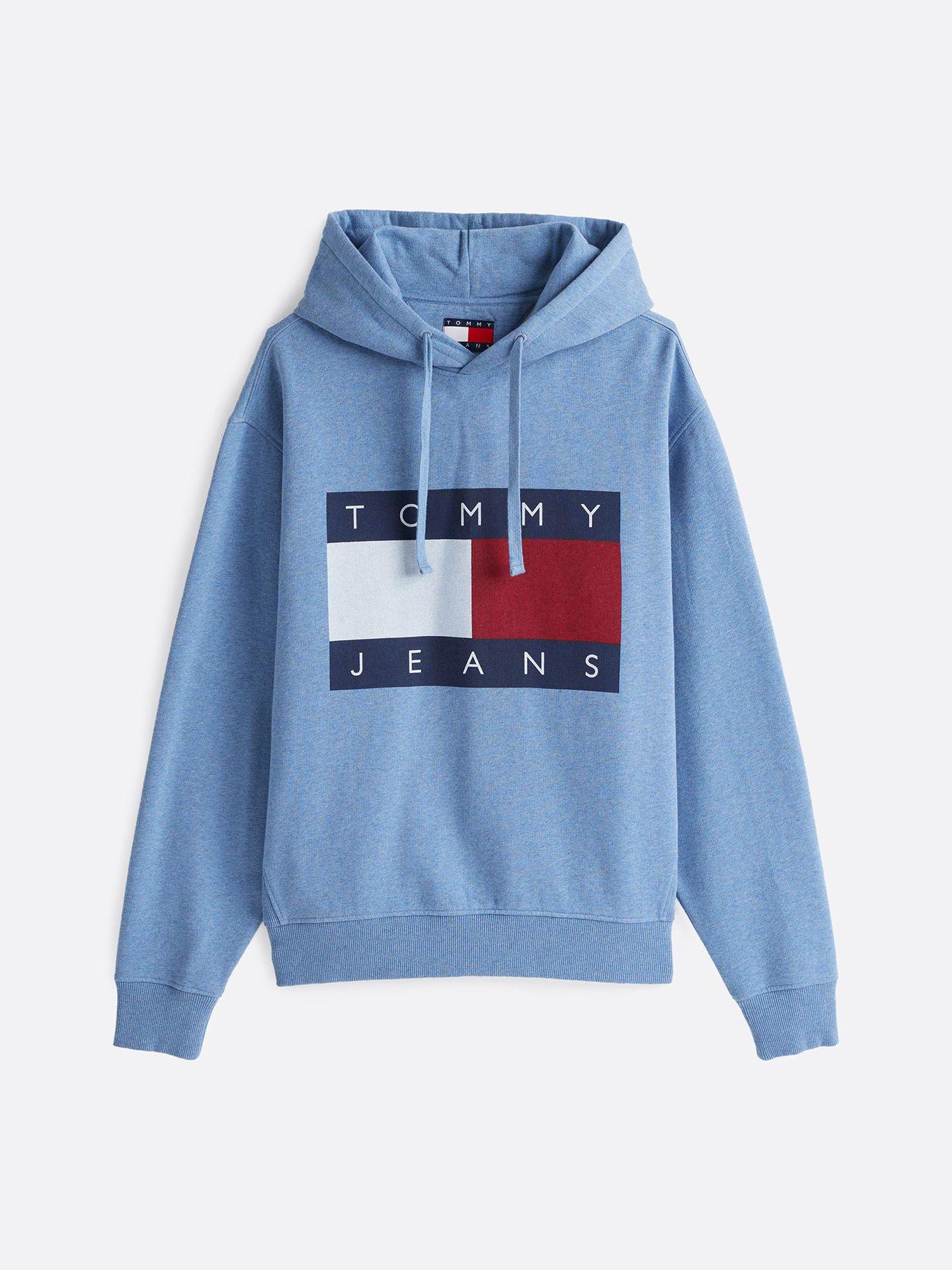 Polerón Hoodie Relaxed Mélange Logo Celeste Tommy Jeans-4