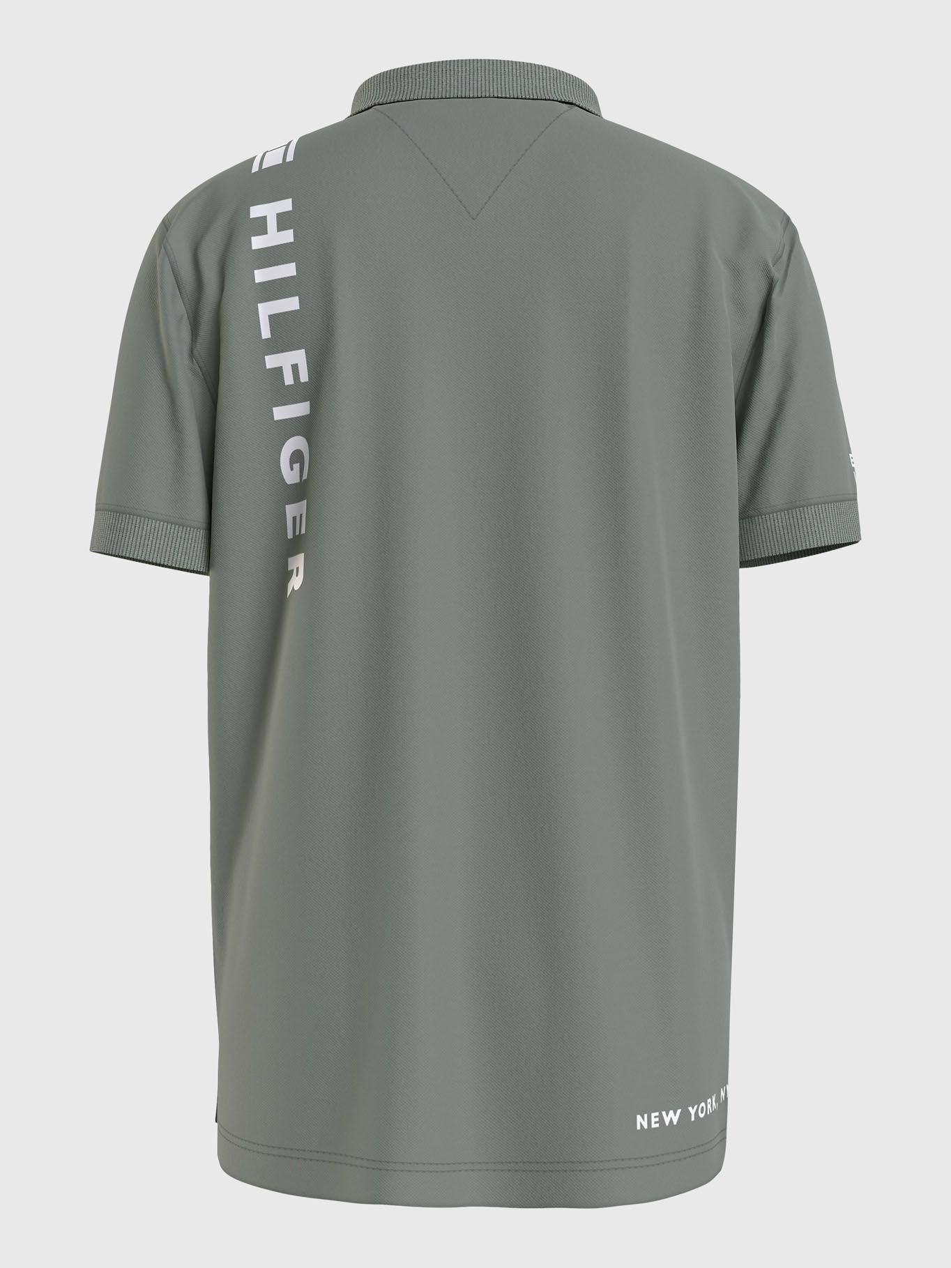 Polo Organic Cotton Con Logo Gris Tommy Hilfiger-1