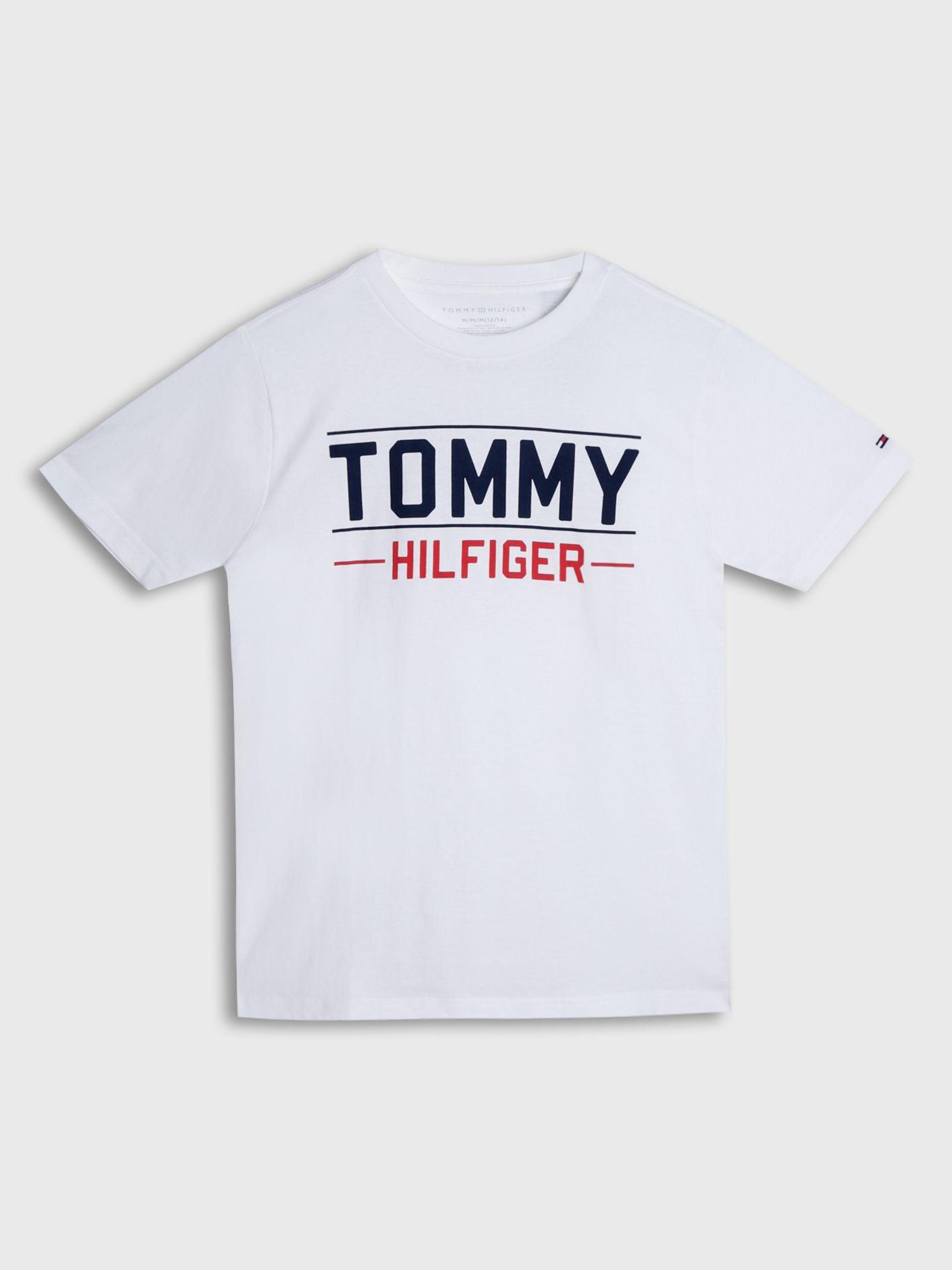 Polera De Niño Con Logo Centrado Blanco Tommy Hilfiger-0