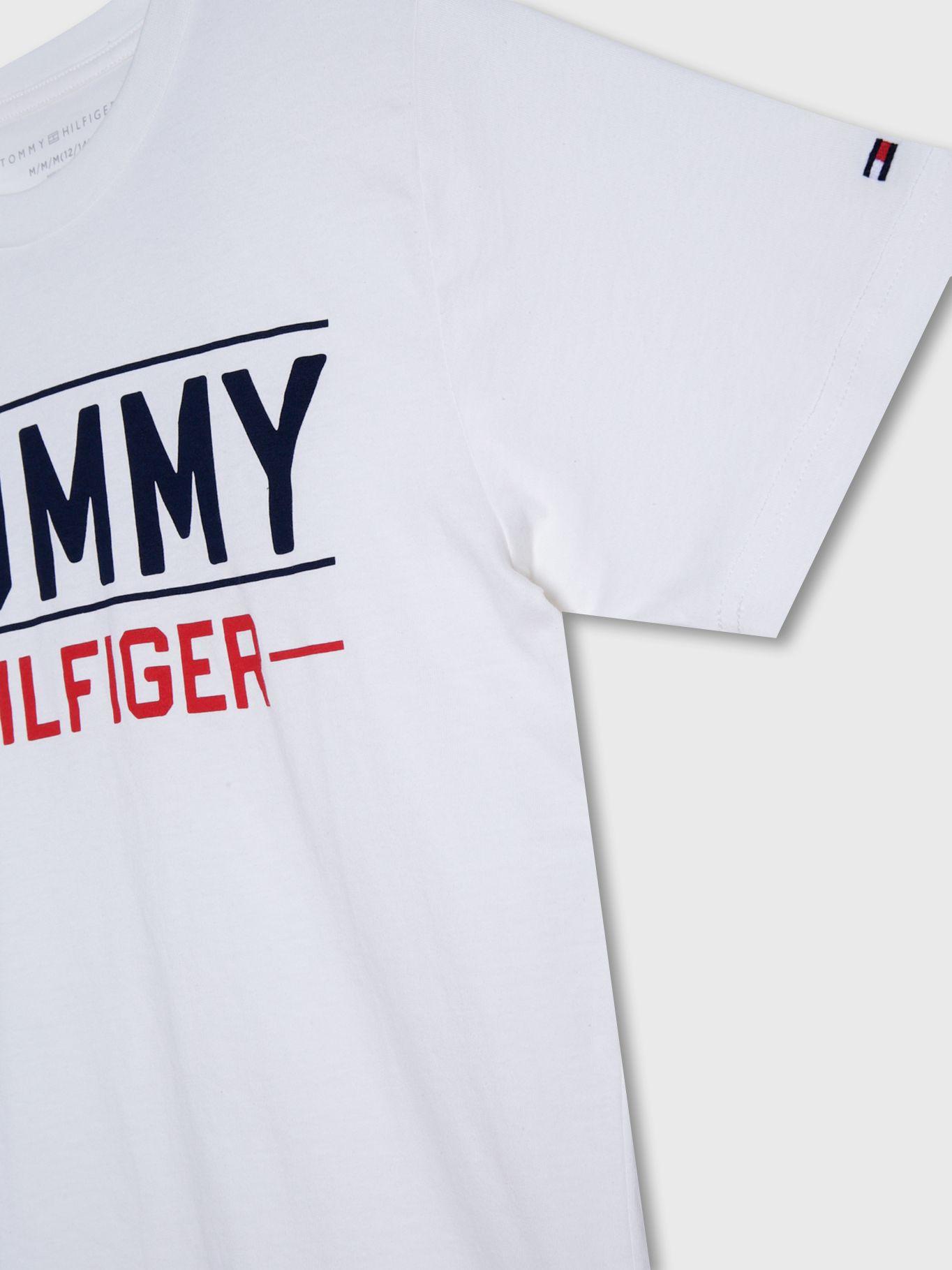 Polera De Niño Con Logo Centrado Blanco Tommy Hilfiger-3