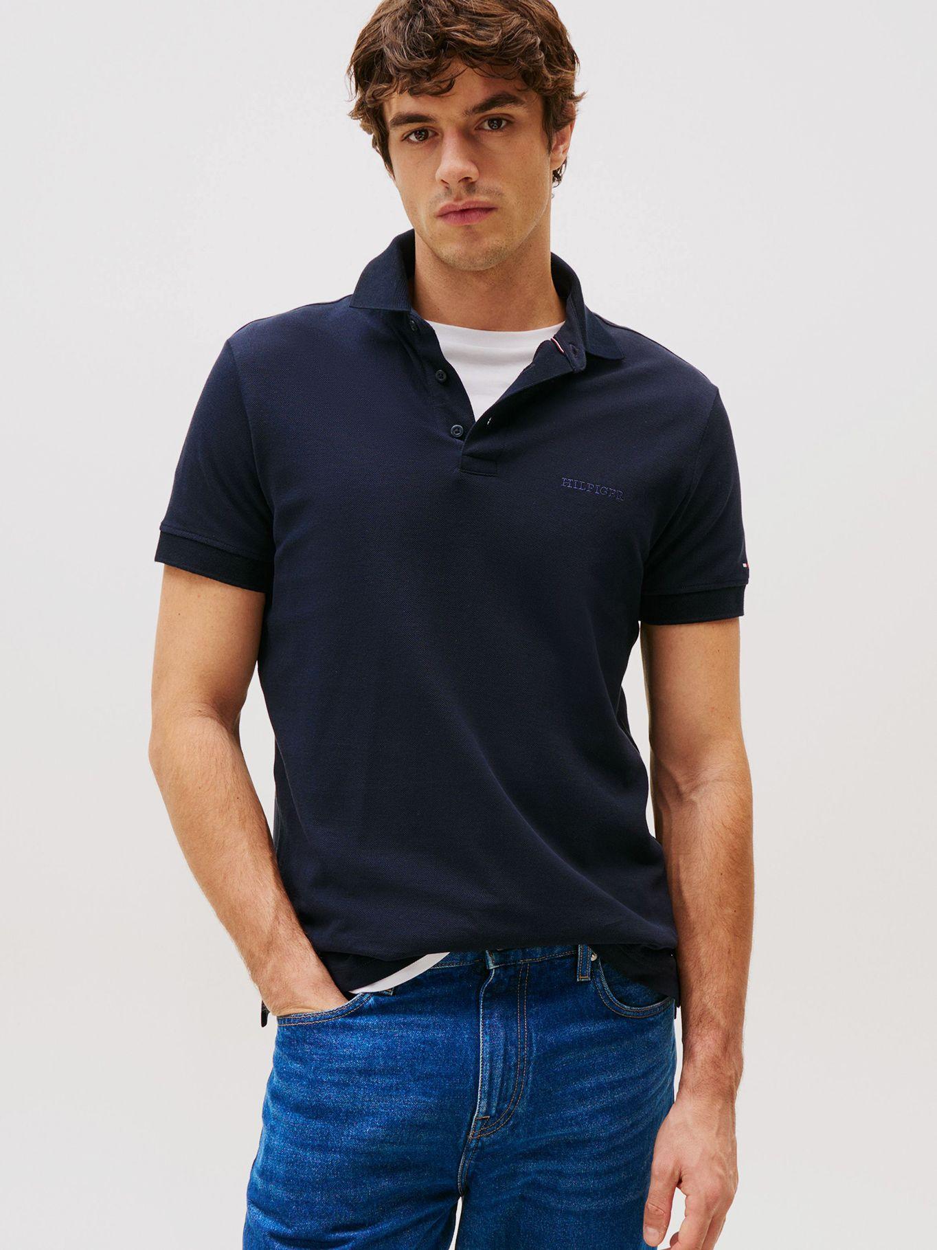 Polo Tonal Monotype Regular Fit Azul Tommy Hilfiger-0