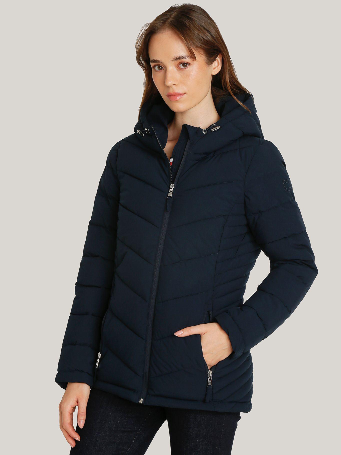 Parka Mujer Solid Acolchada Gorro Azul Tommy Hilfiger-0