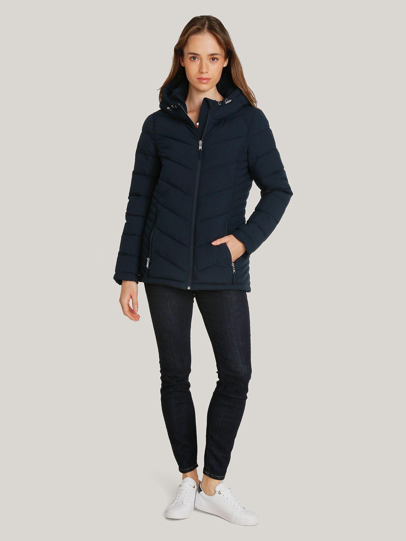 Parka Mujer Solid Acolchada Gorro Azul Tommy Hilfiger-1