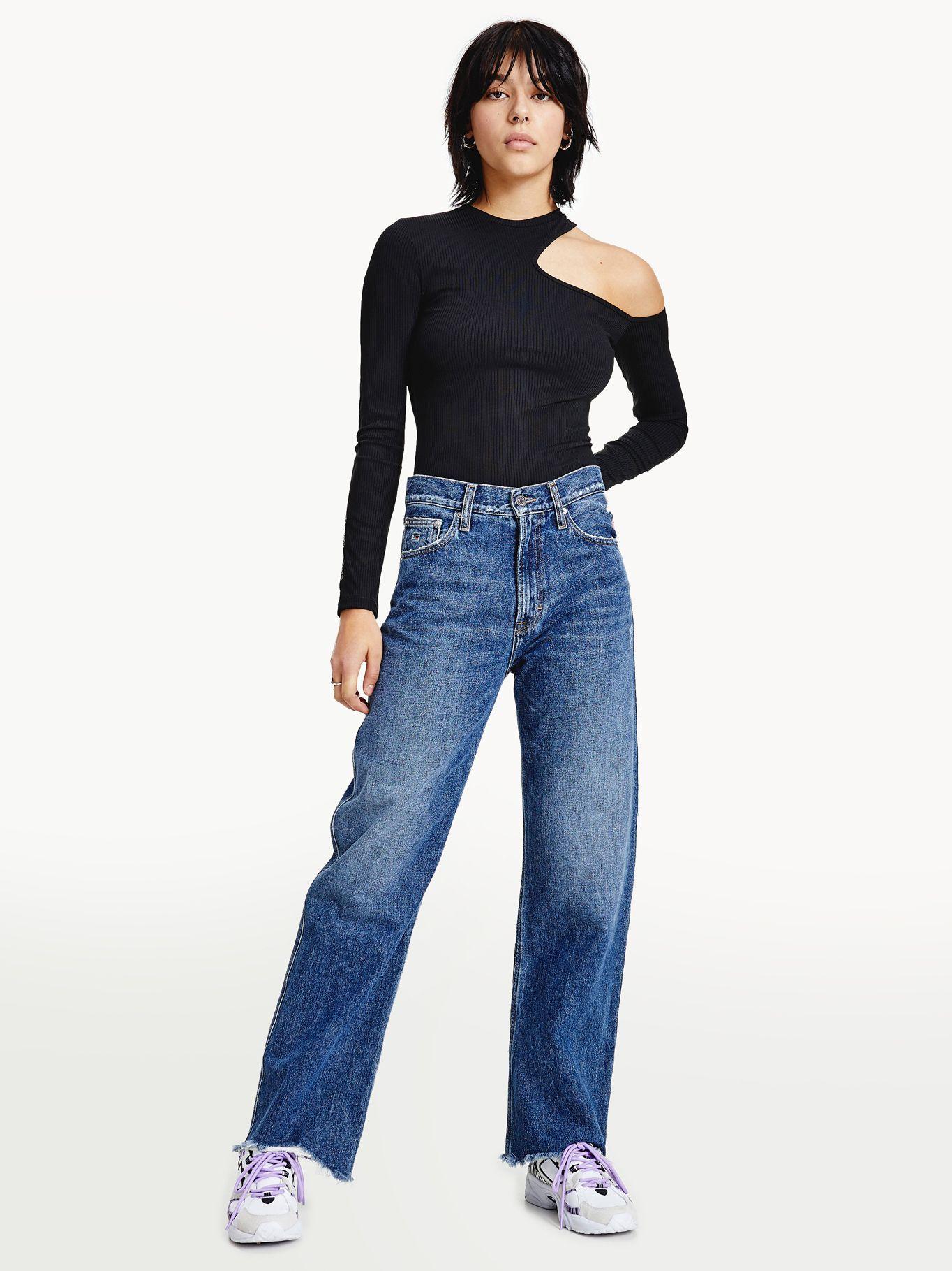 Polera Cut Out Rib Negro Tommy Jeans A2-0