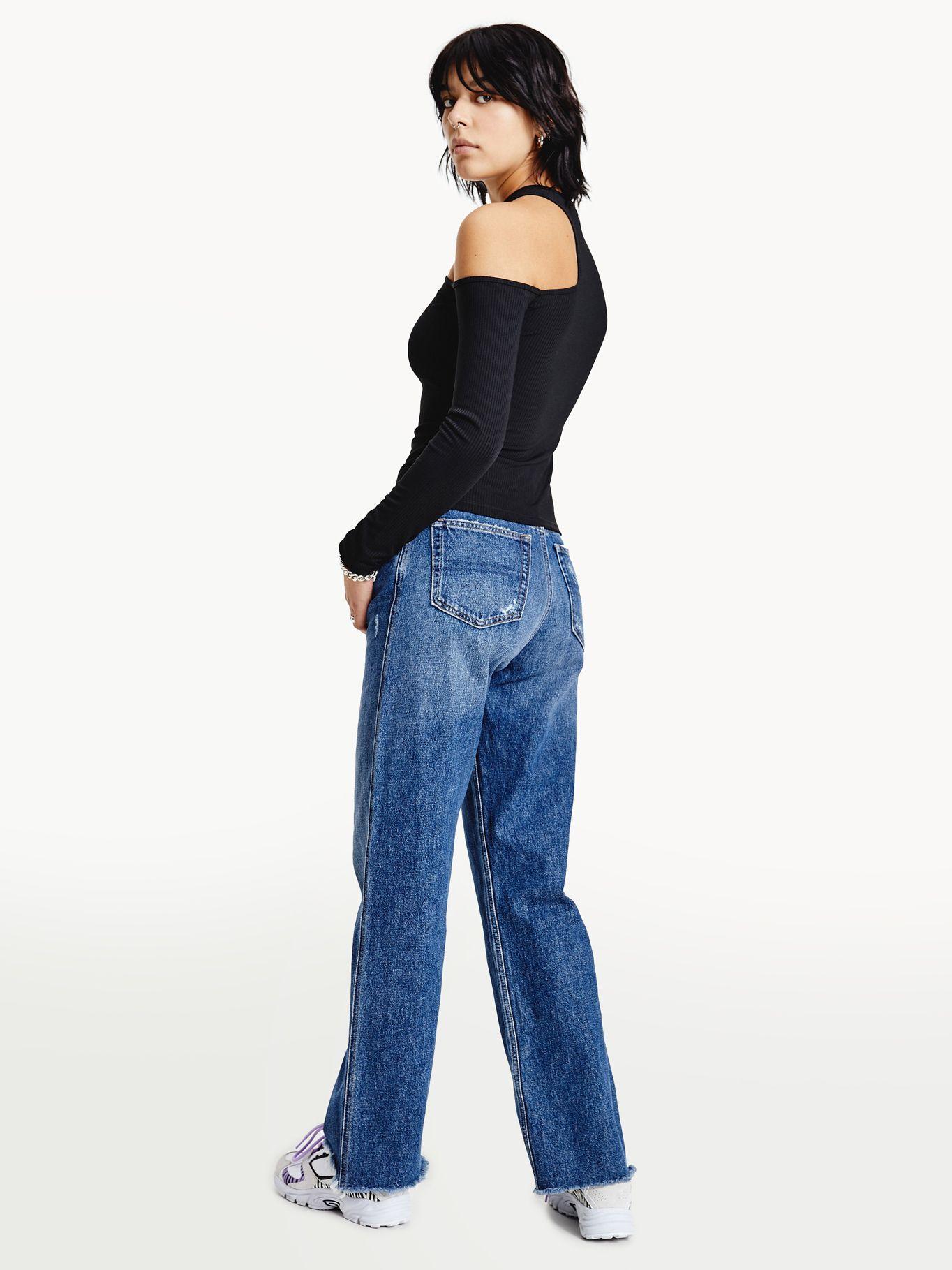 Polera Cut Out Rib Negro Tommy Jeans A2-1